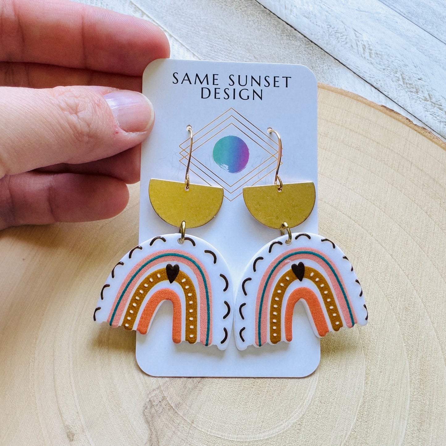 Brass Rainbow Dangle Earrings
