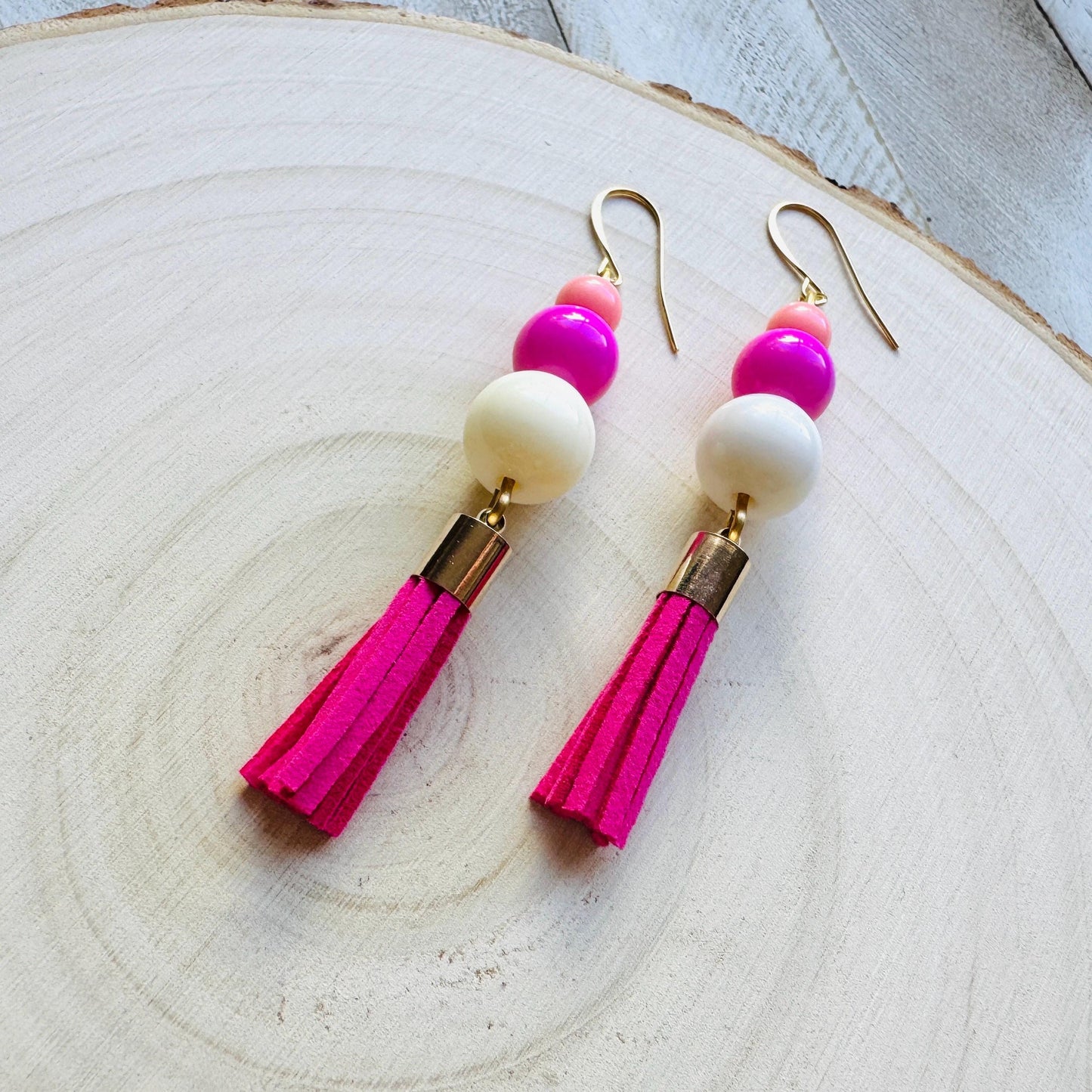 Pink Tassel Earrings