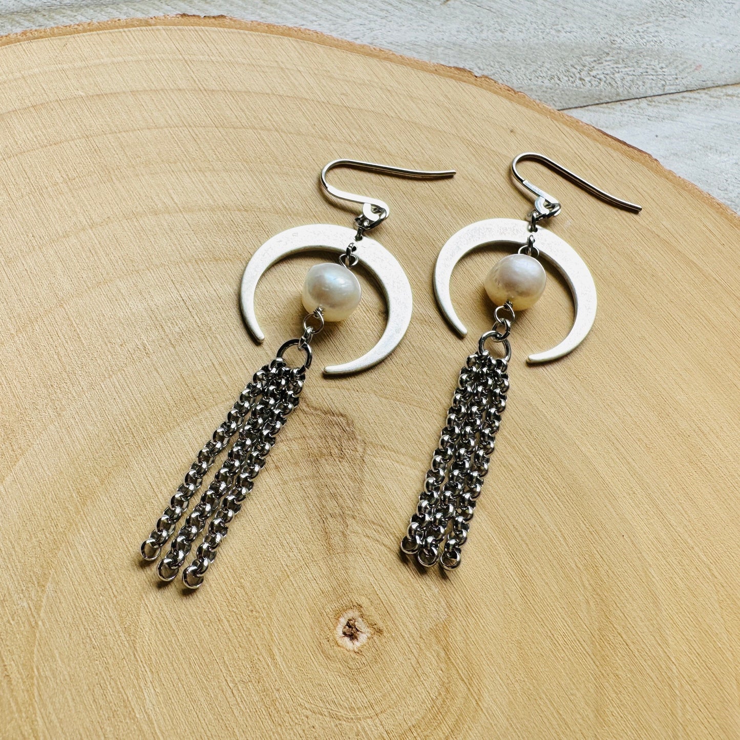 Pearl Moon Earrings