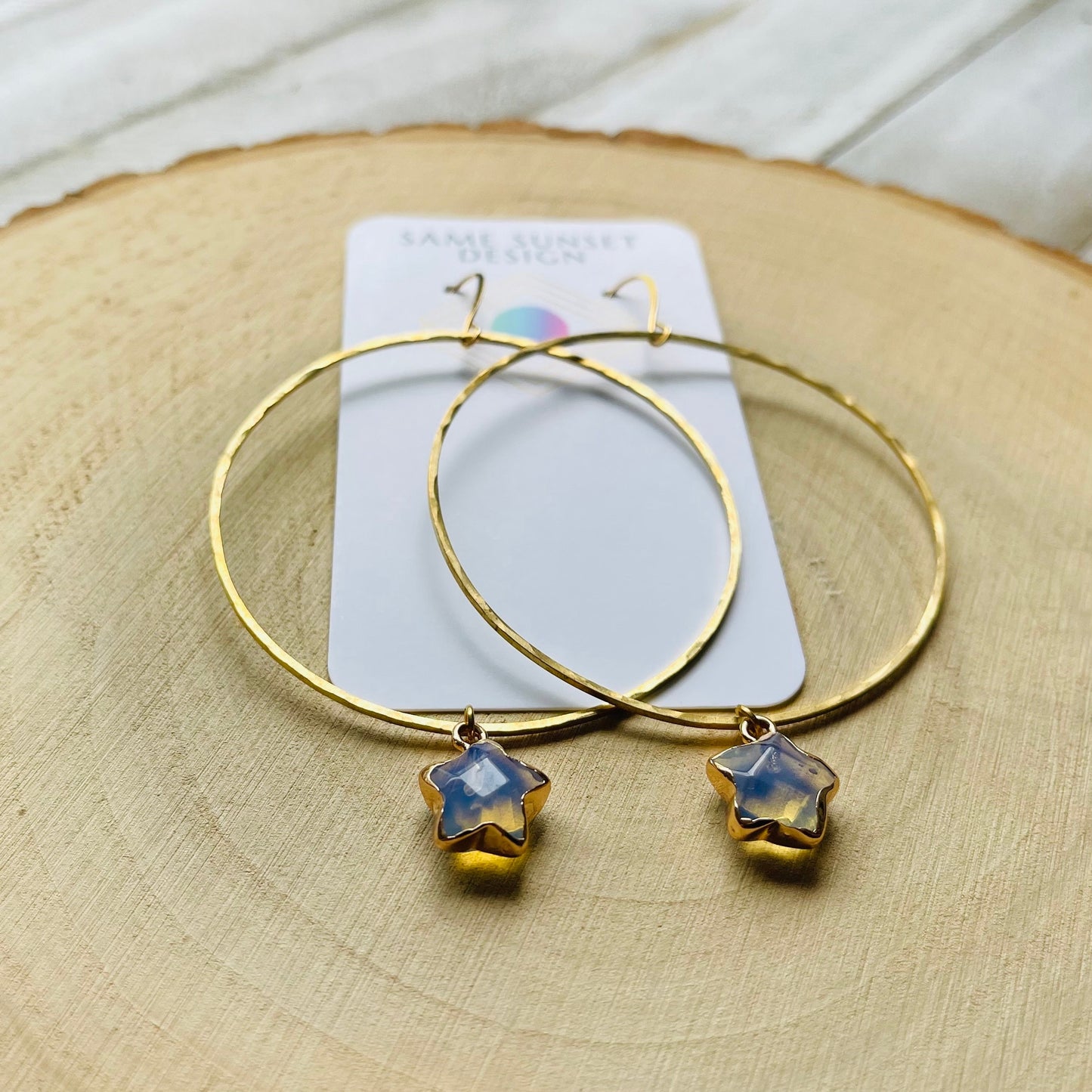Opalite Star Hoop Earrings