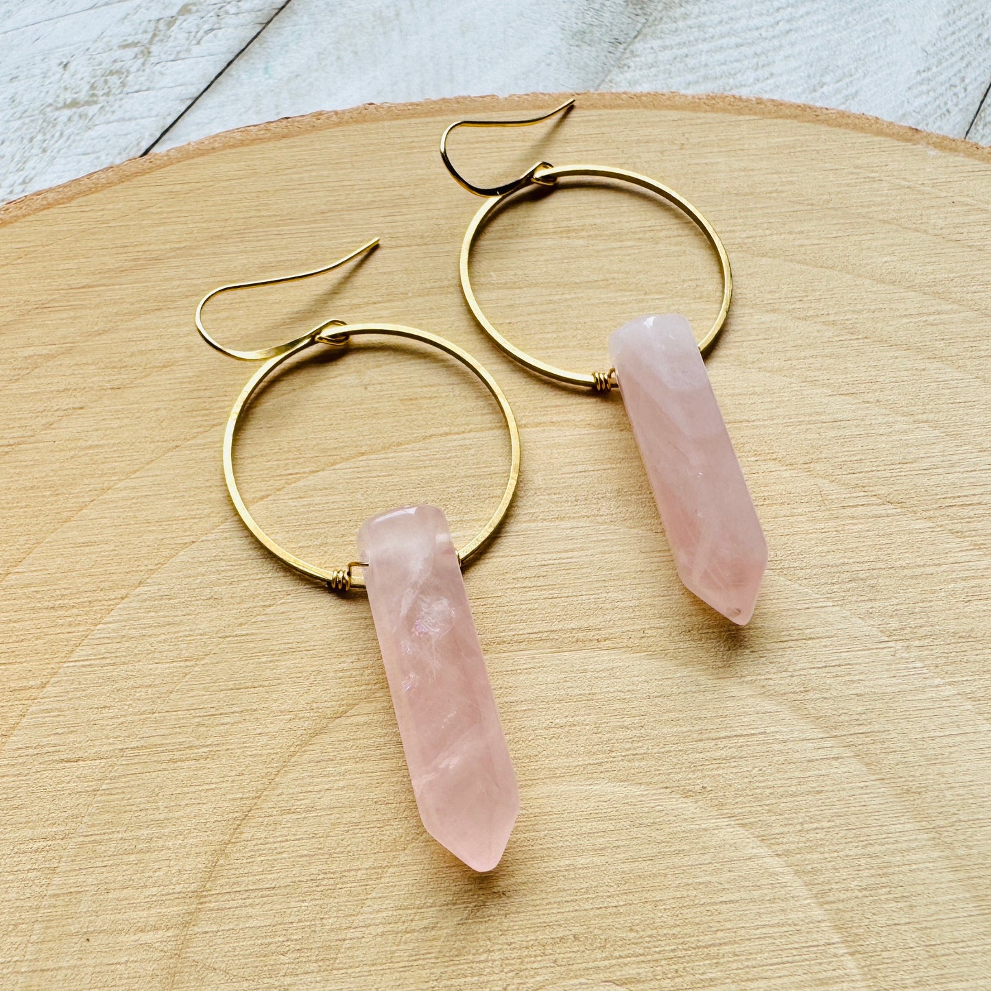 Rose Quartz Hoop Earrings