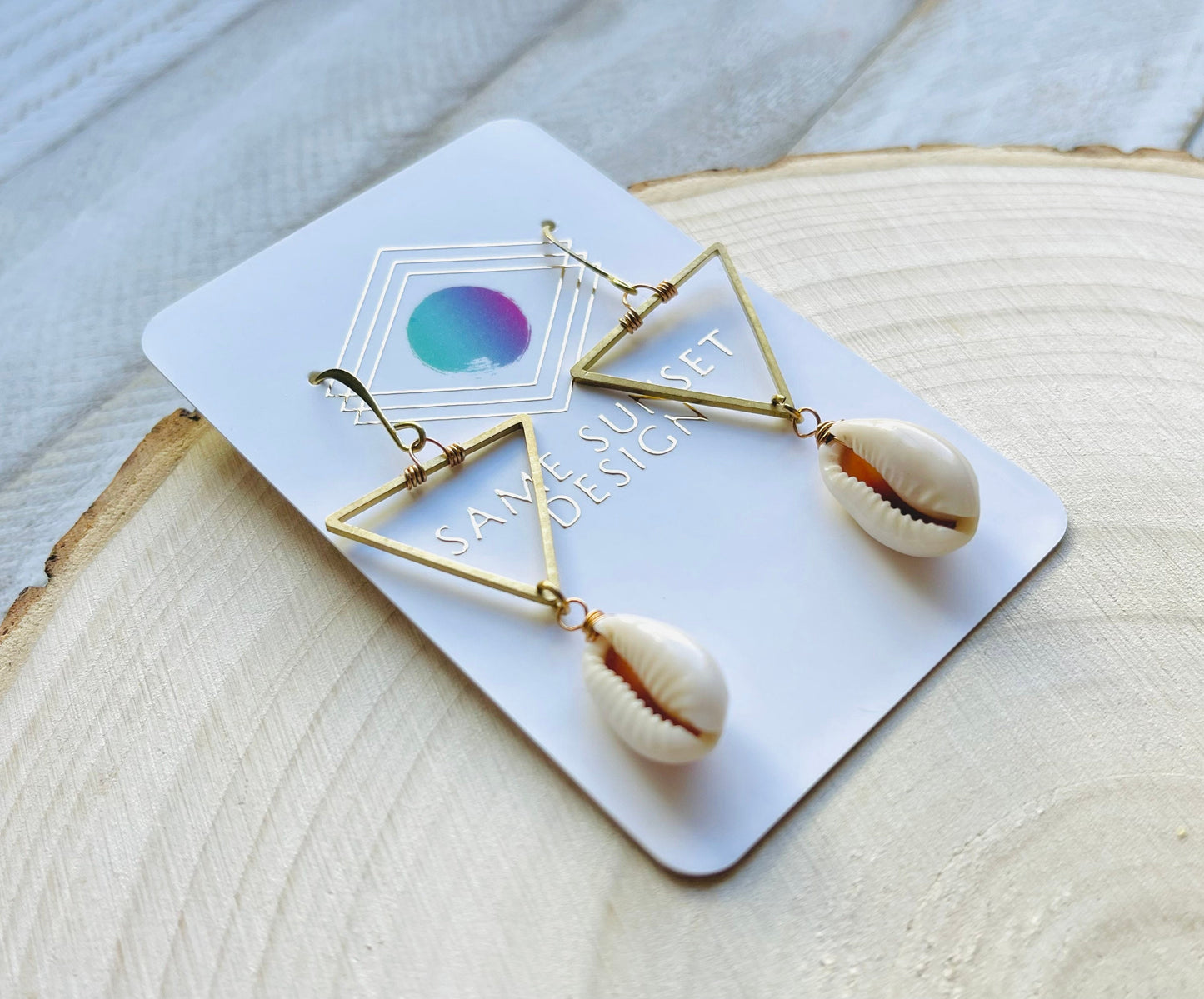 Puka Shell Triangle Earrings