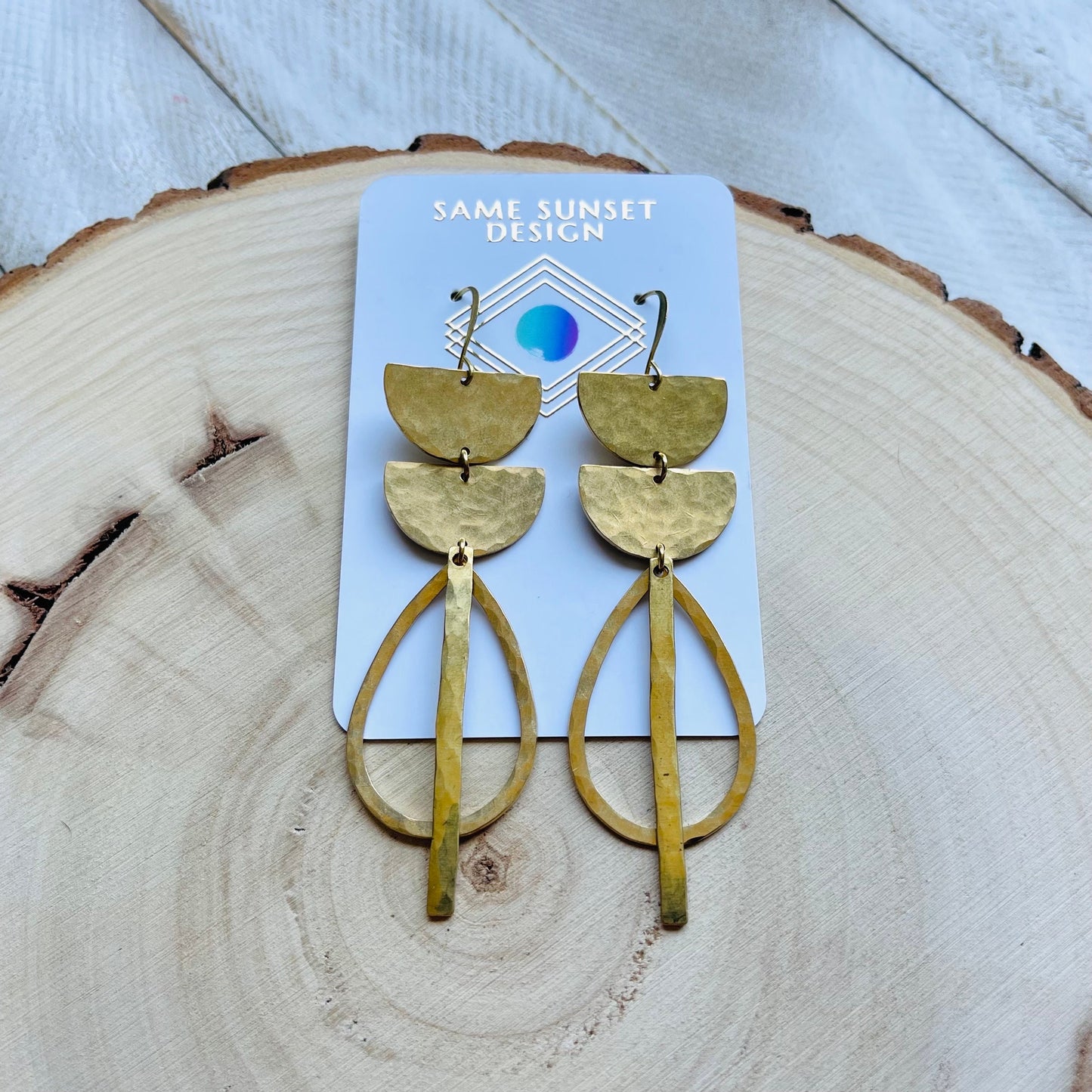 Hammered Brass Boho Earrings