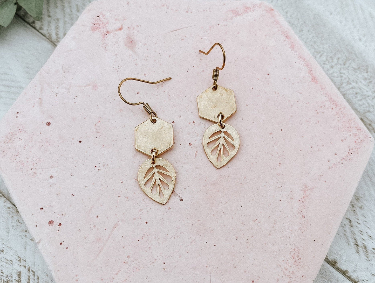 Brass Leaf Earrings
