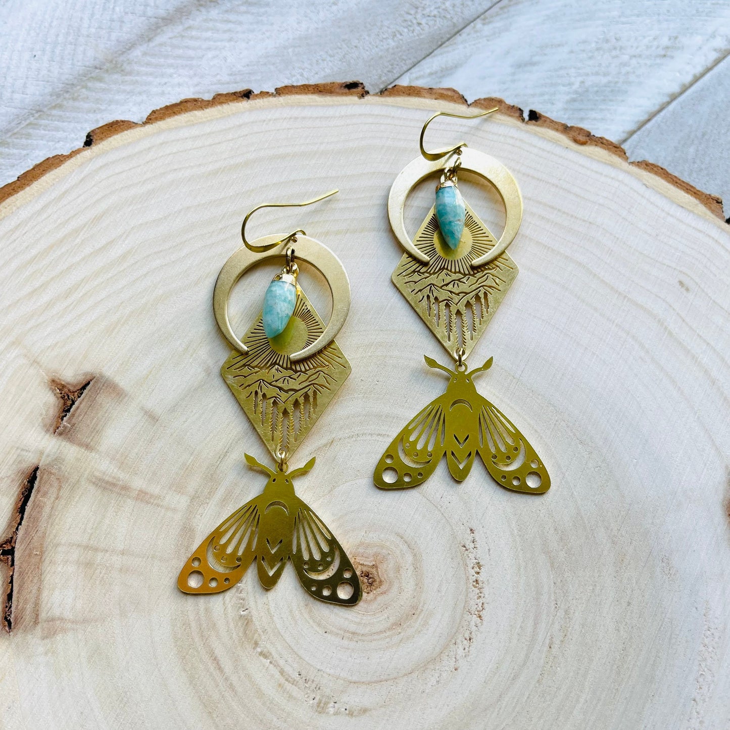 Aventurine Moth Earrings