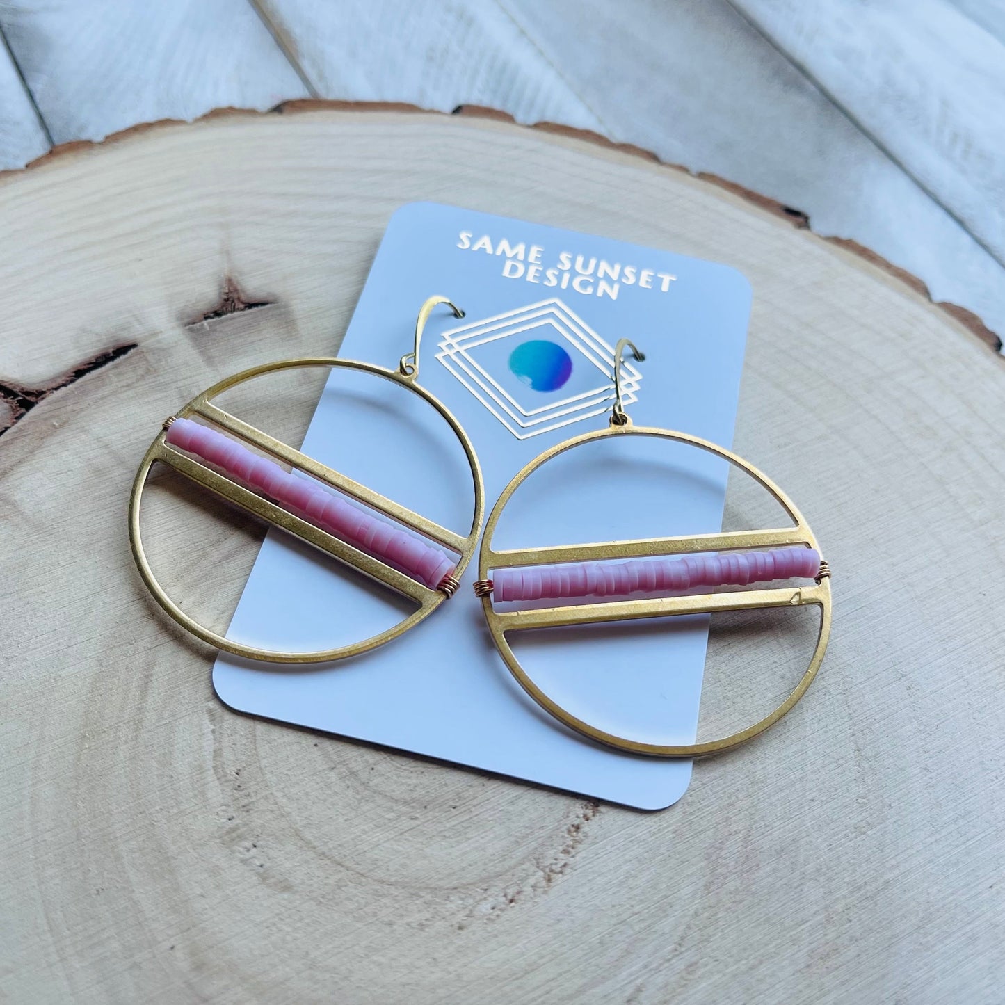 Pink Heishi Hoop Earrings