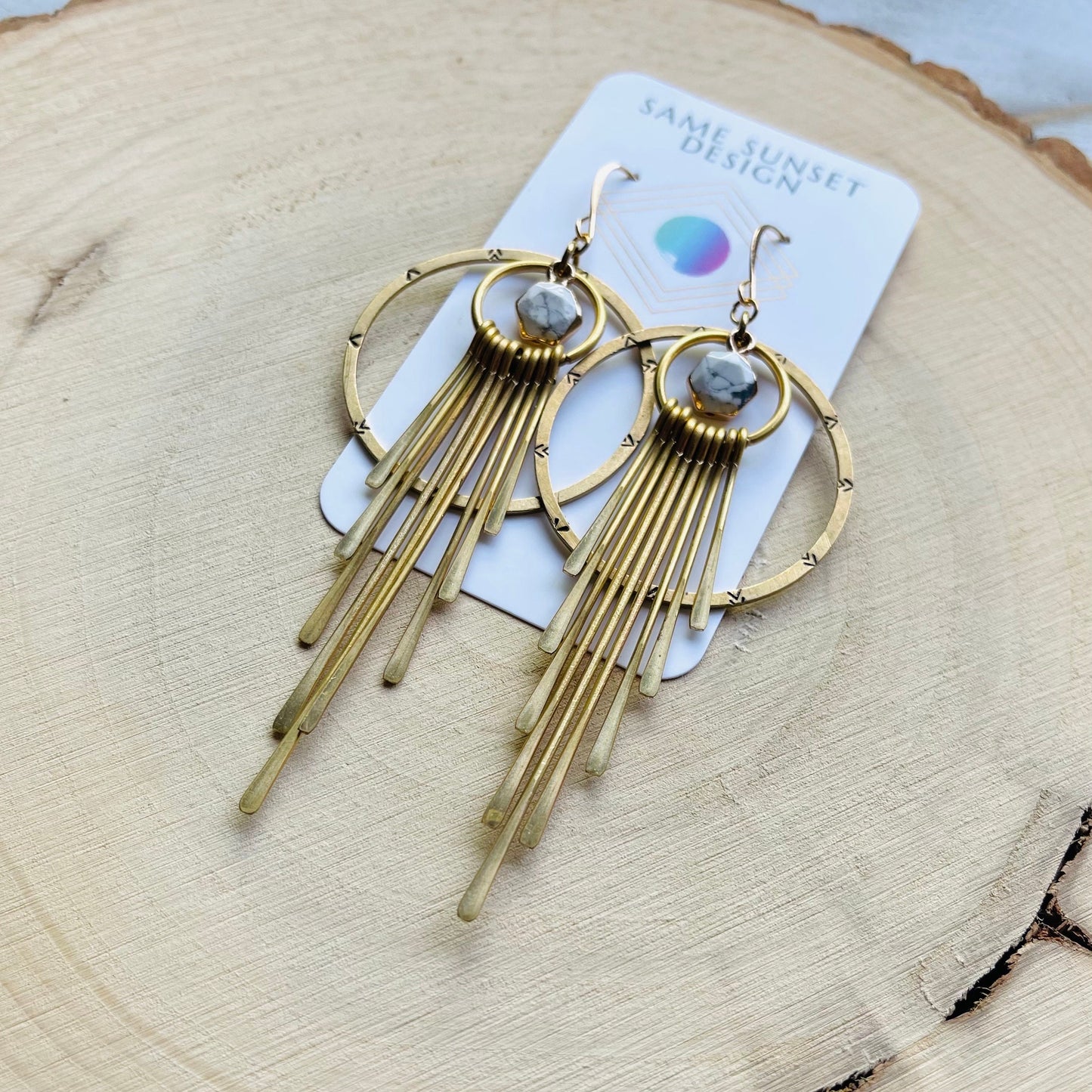 Howlite Hoop Fringe Earrings