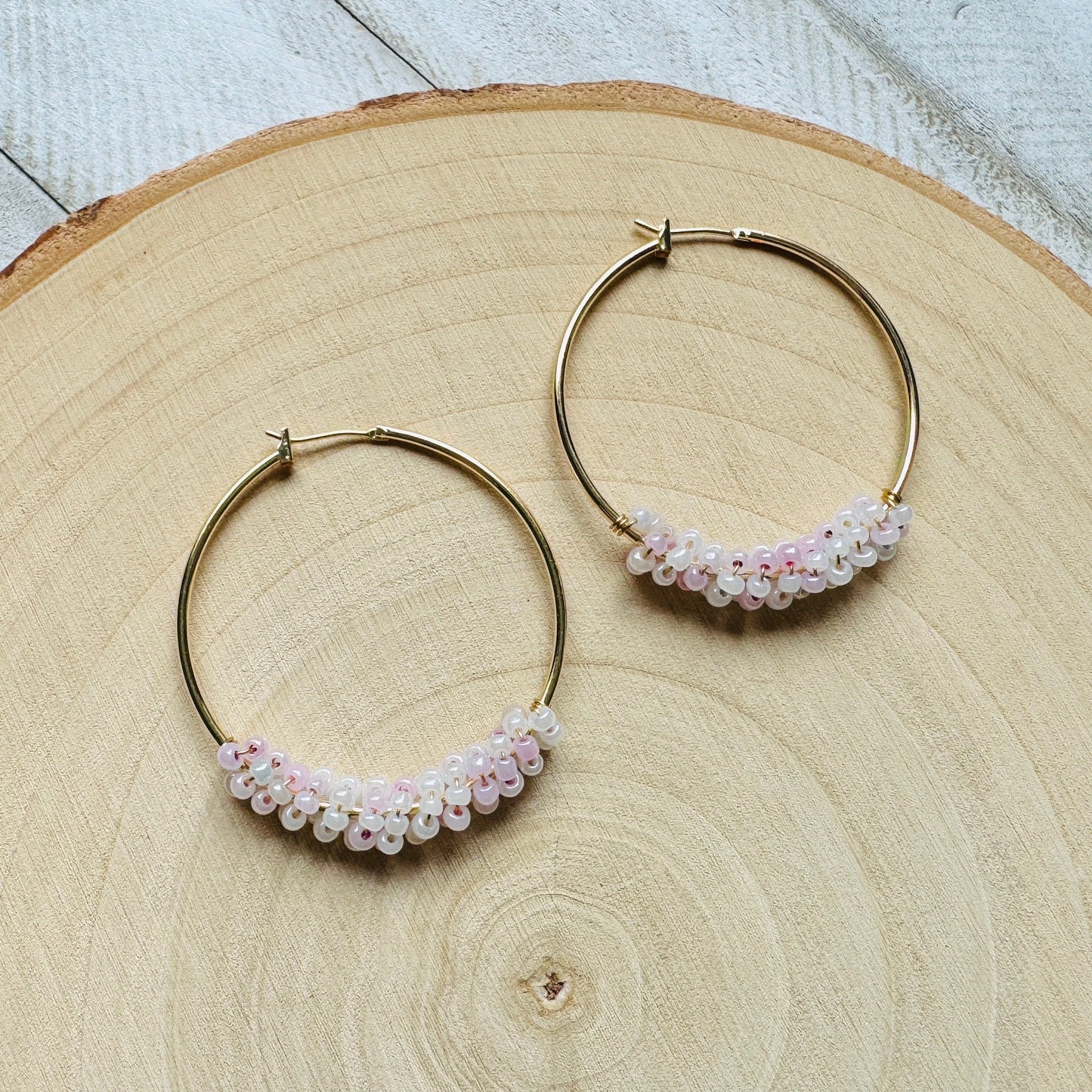 Seed Bead Hoop Earrings