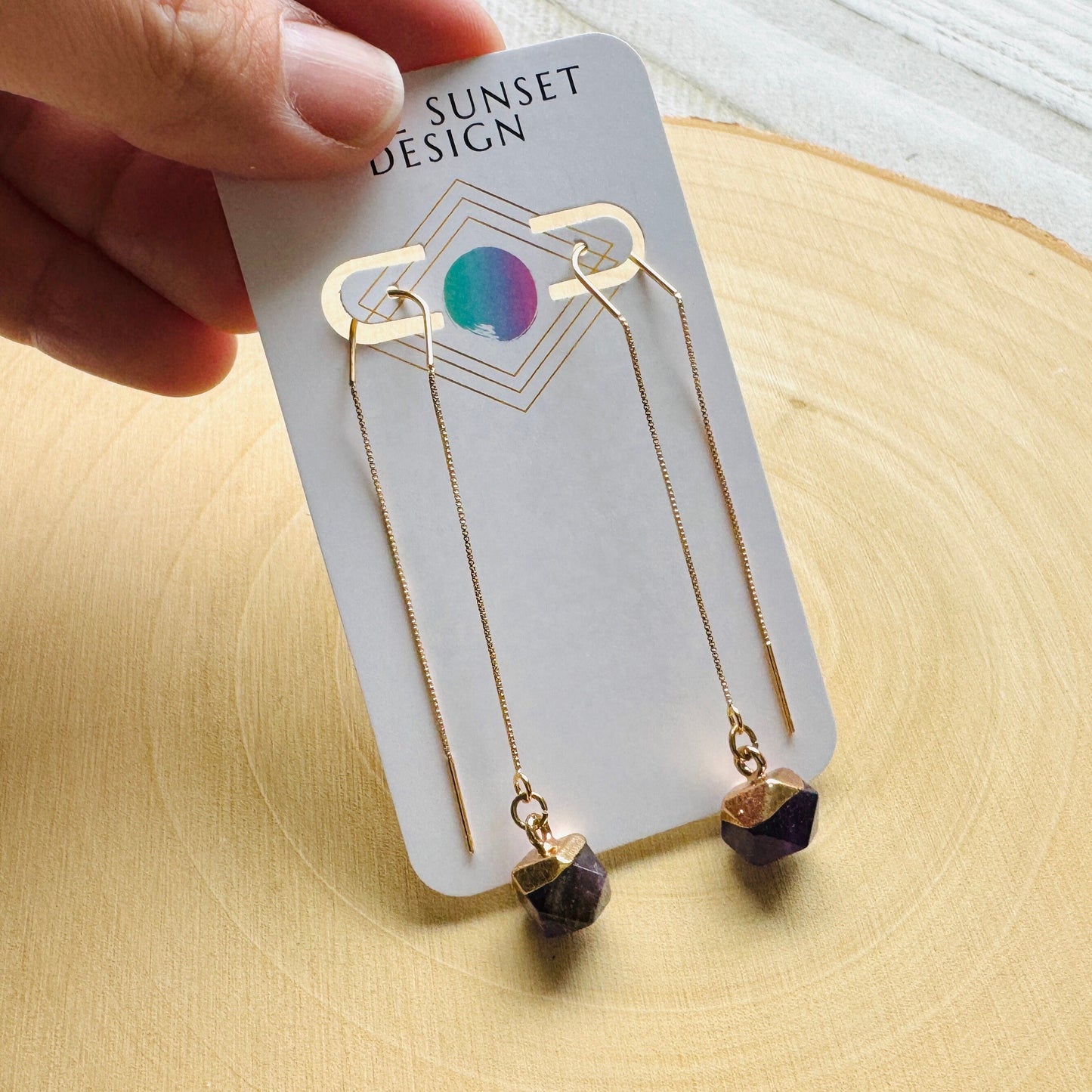Amethyst Threader Earrings