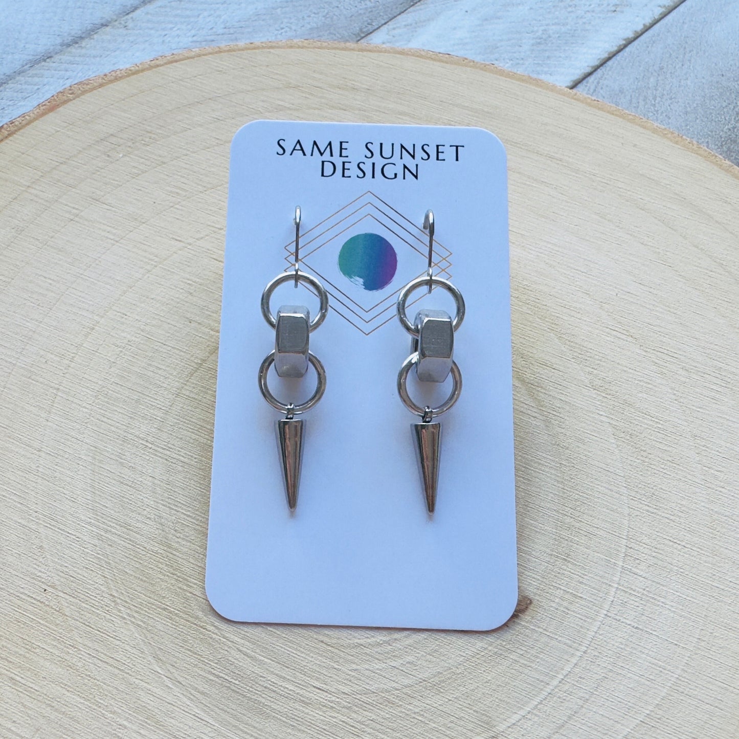Hex Nut Spike Earrings