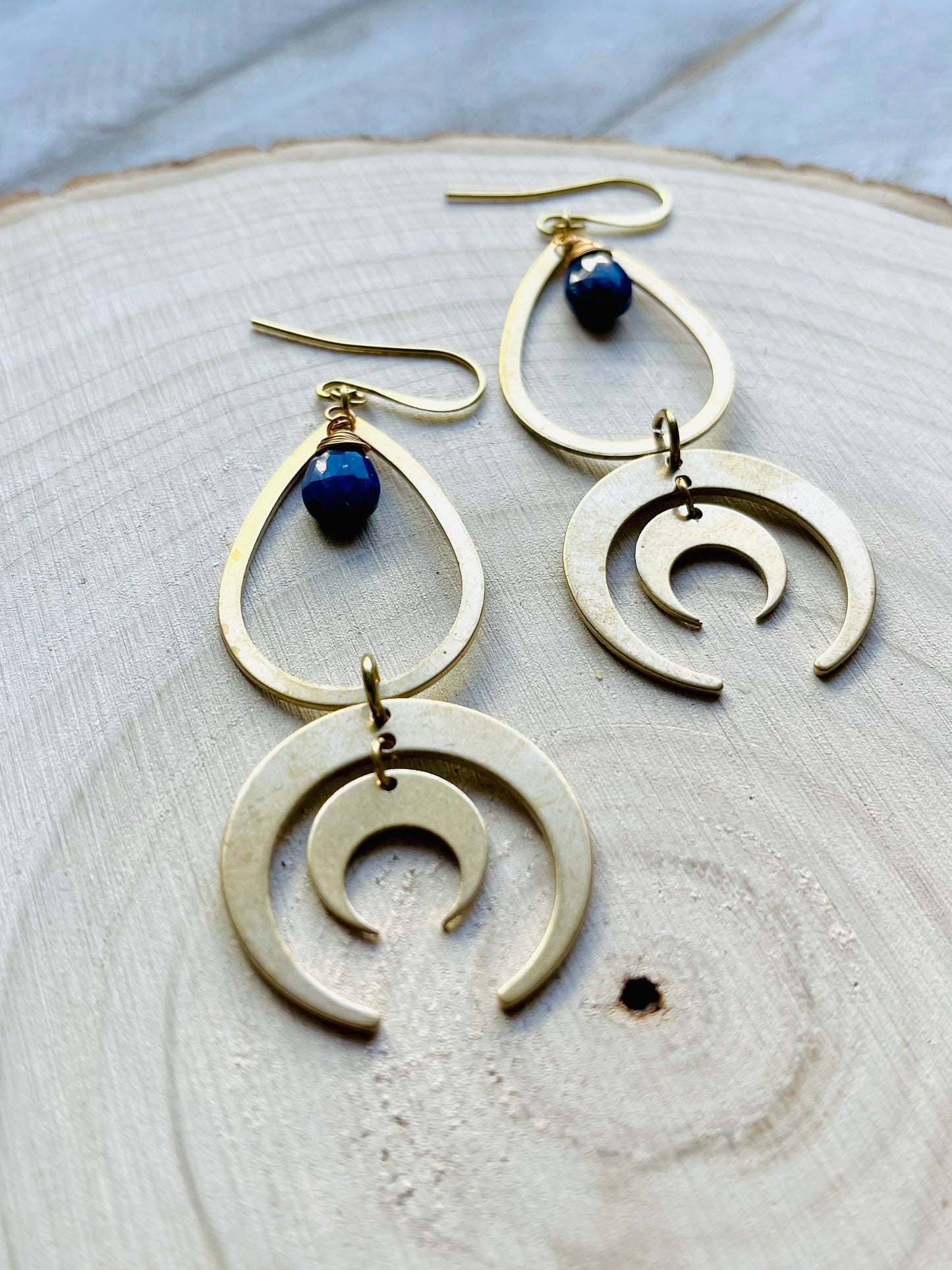 Lapis Lazuli Crescent Moon Earrings