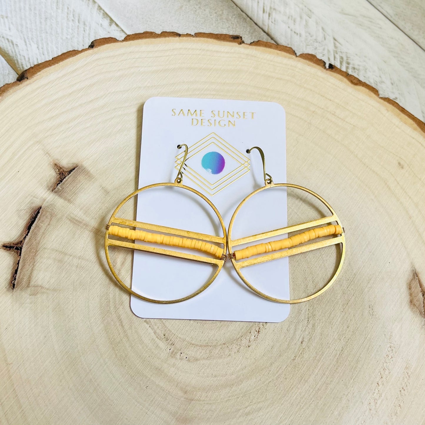 Yellow Heishi Bead Hoop Earrings