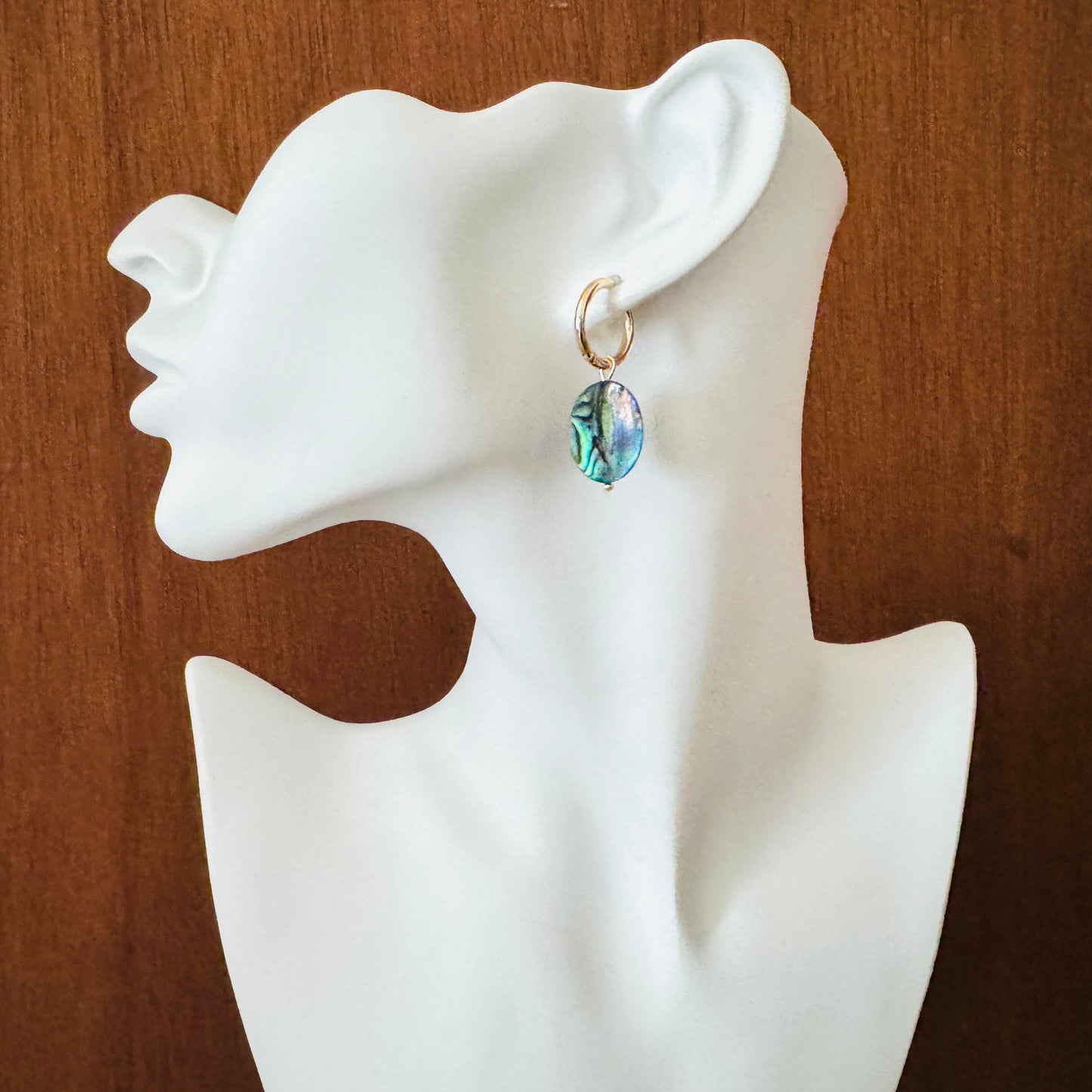 Abalone Huggie Hoop Earrings