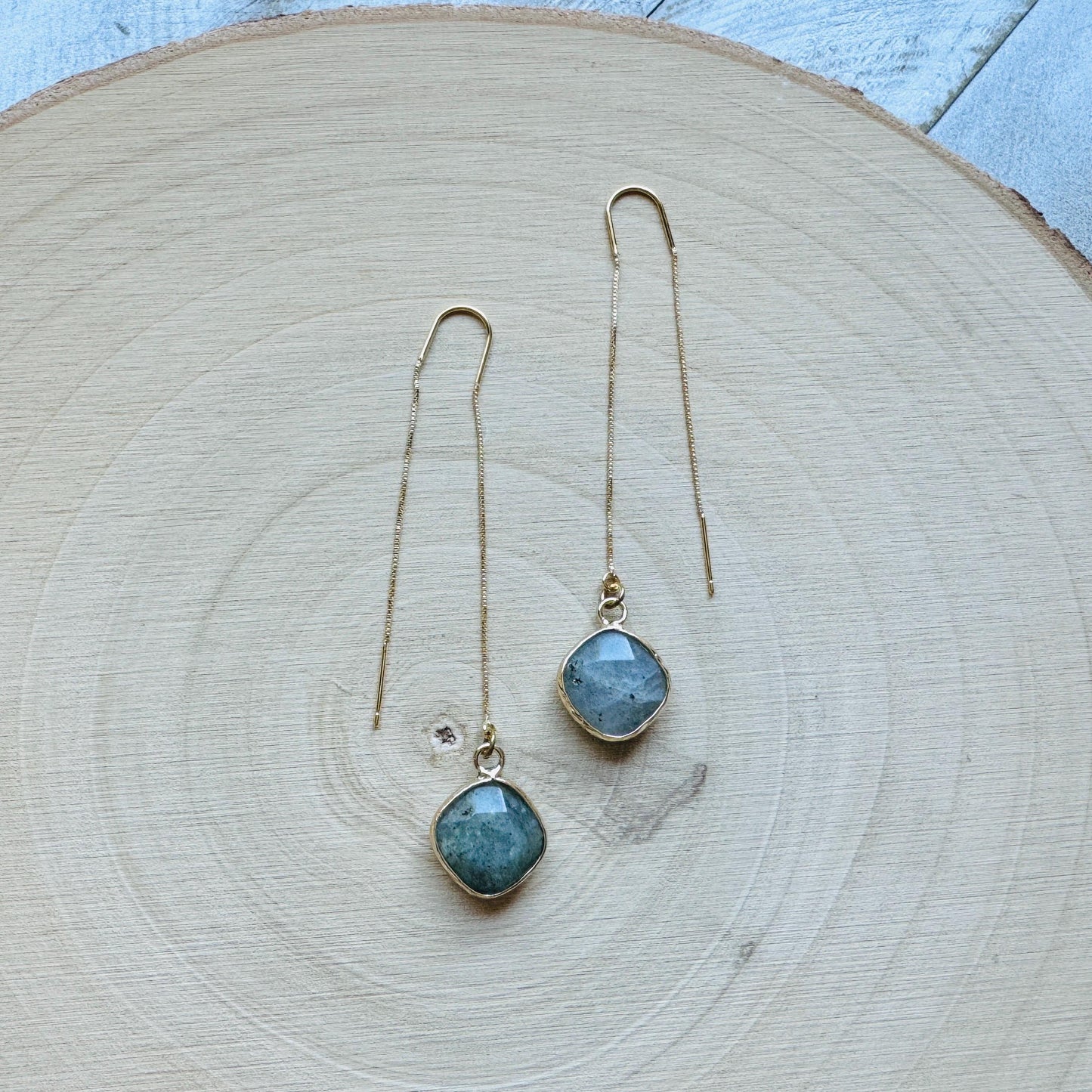 Labradorite Threader Earrings