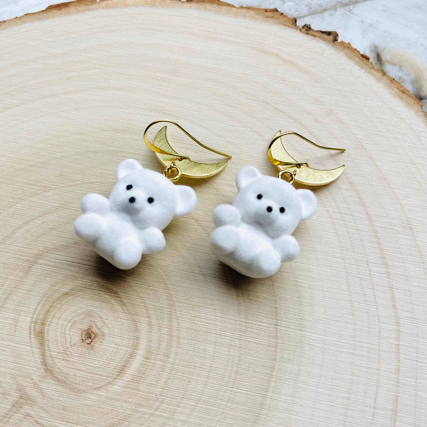 Teddy Bear Moon Earrings