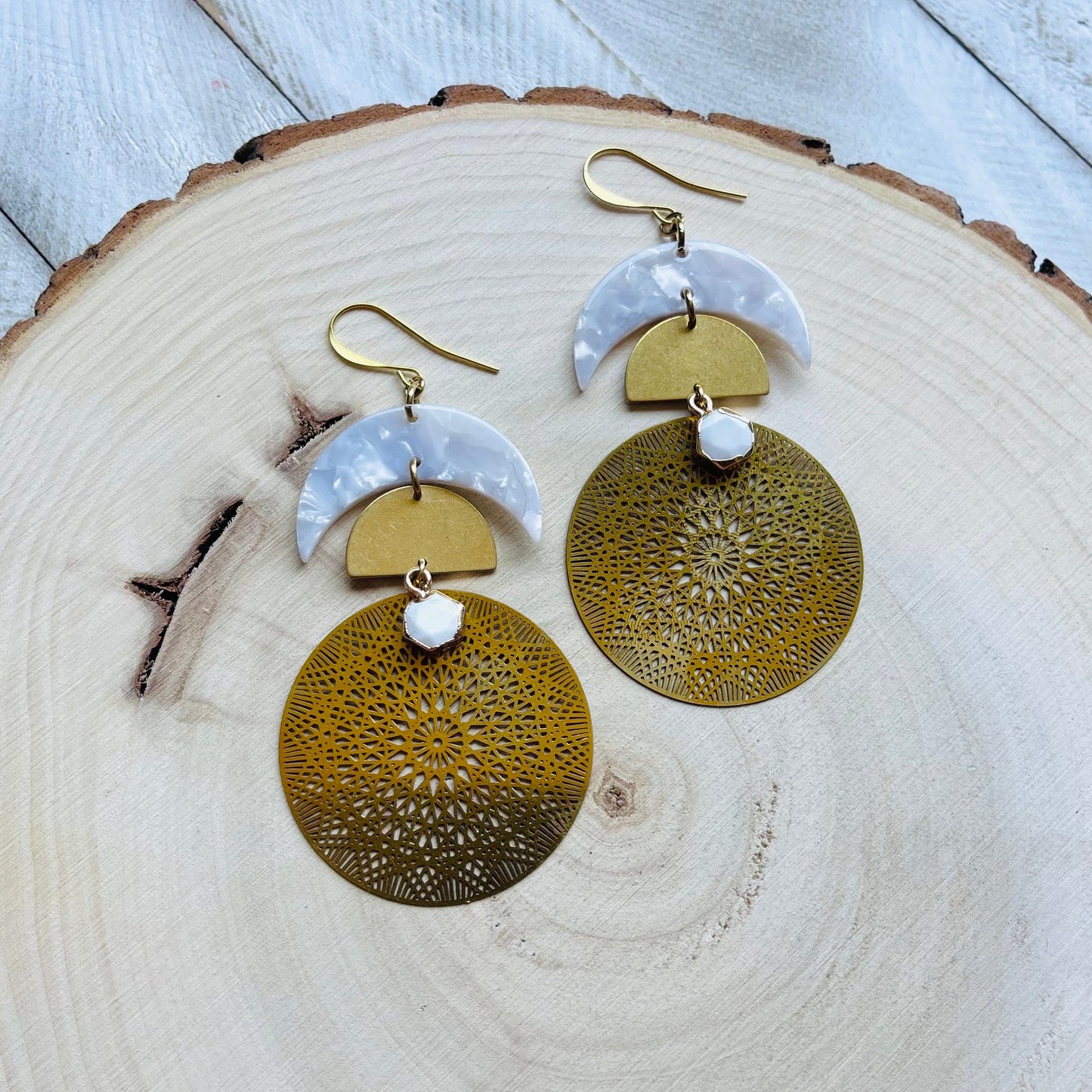 Howlite Moon Earrings