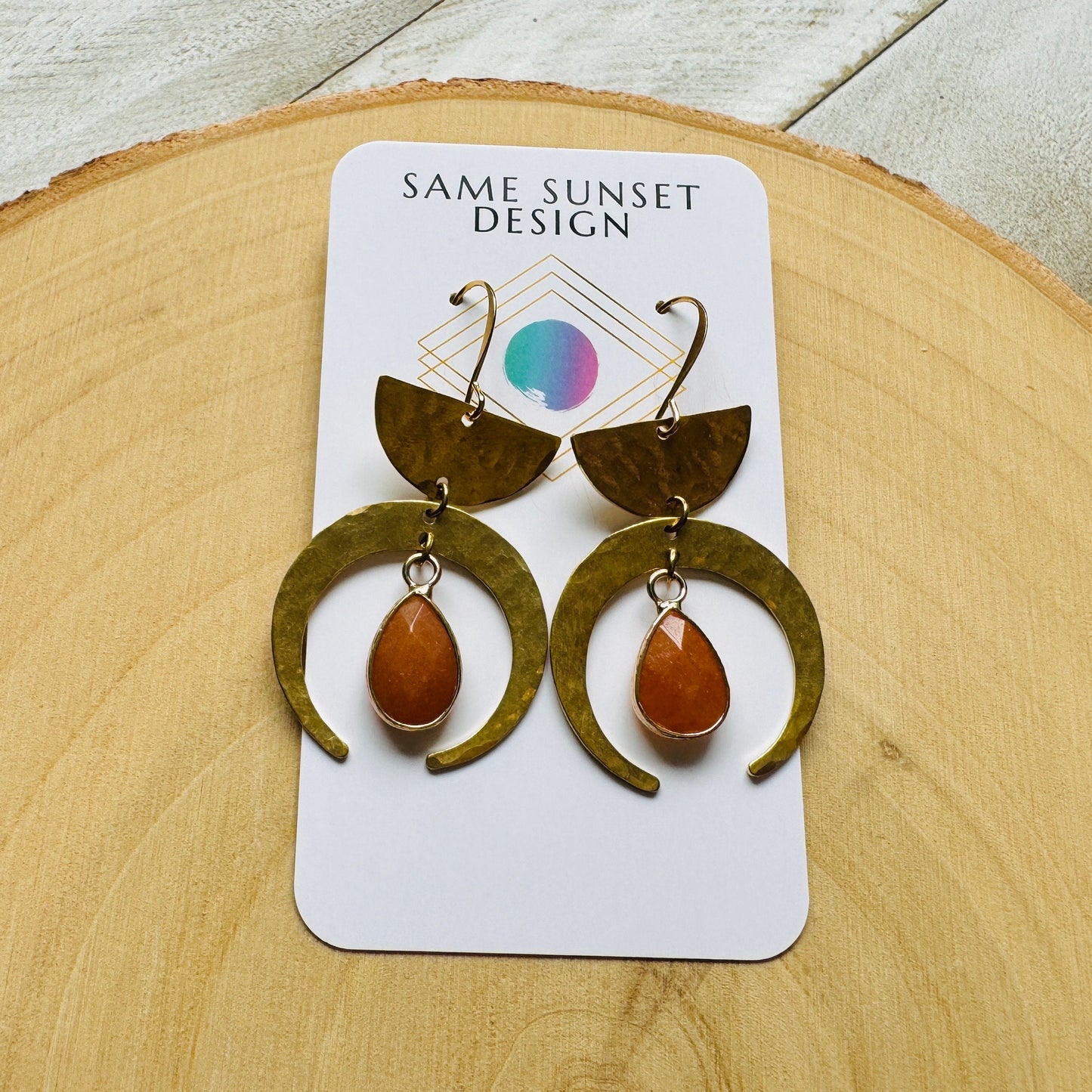 Aventurine Moon Earrings