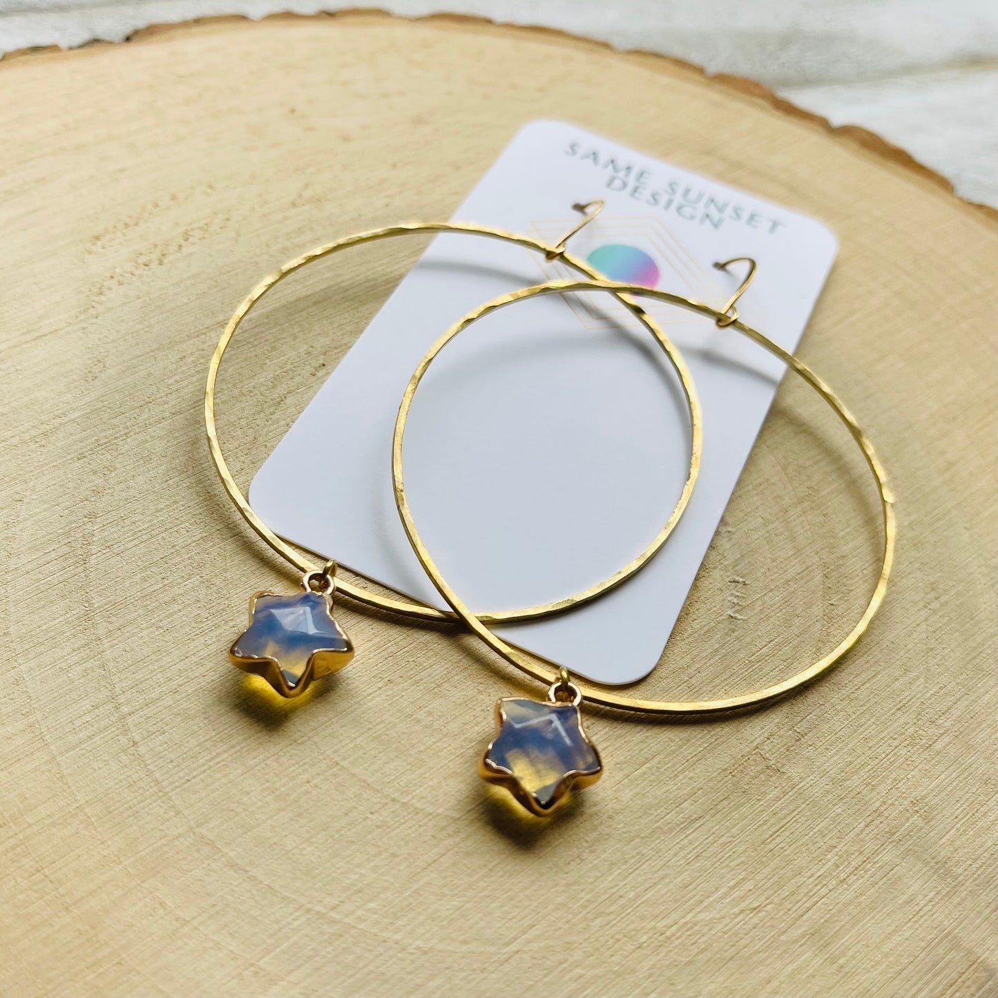 Opalite Star Hoop Earrings