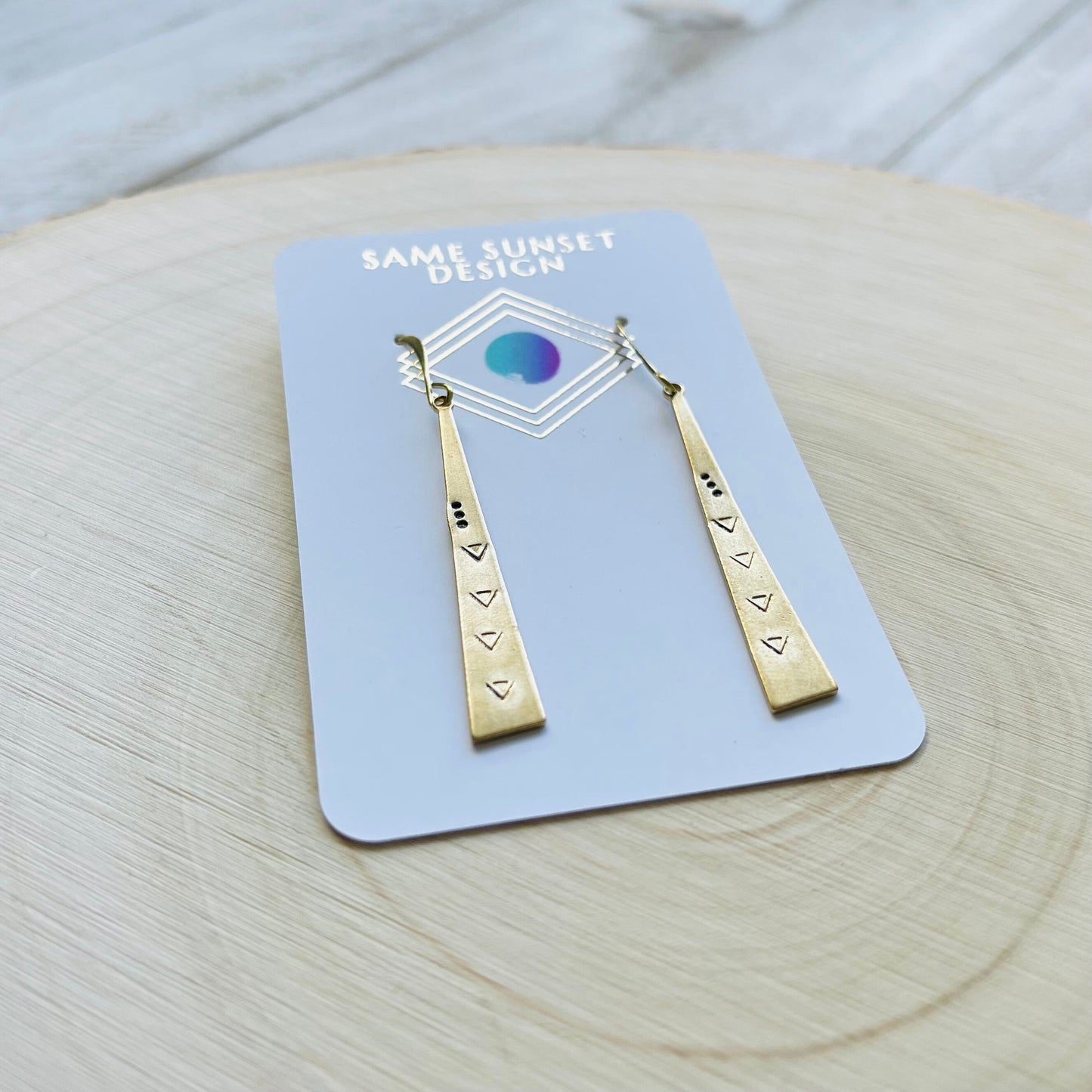 Stamped Brass Geometric Earrings