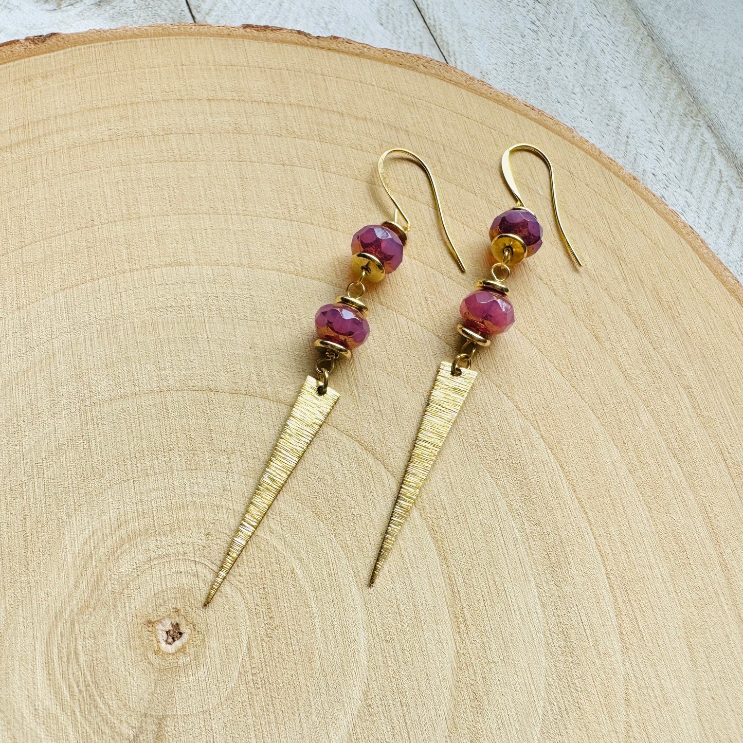 Pink Triangle Earrings