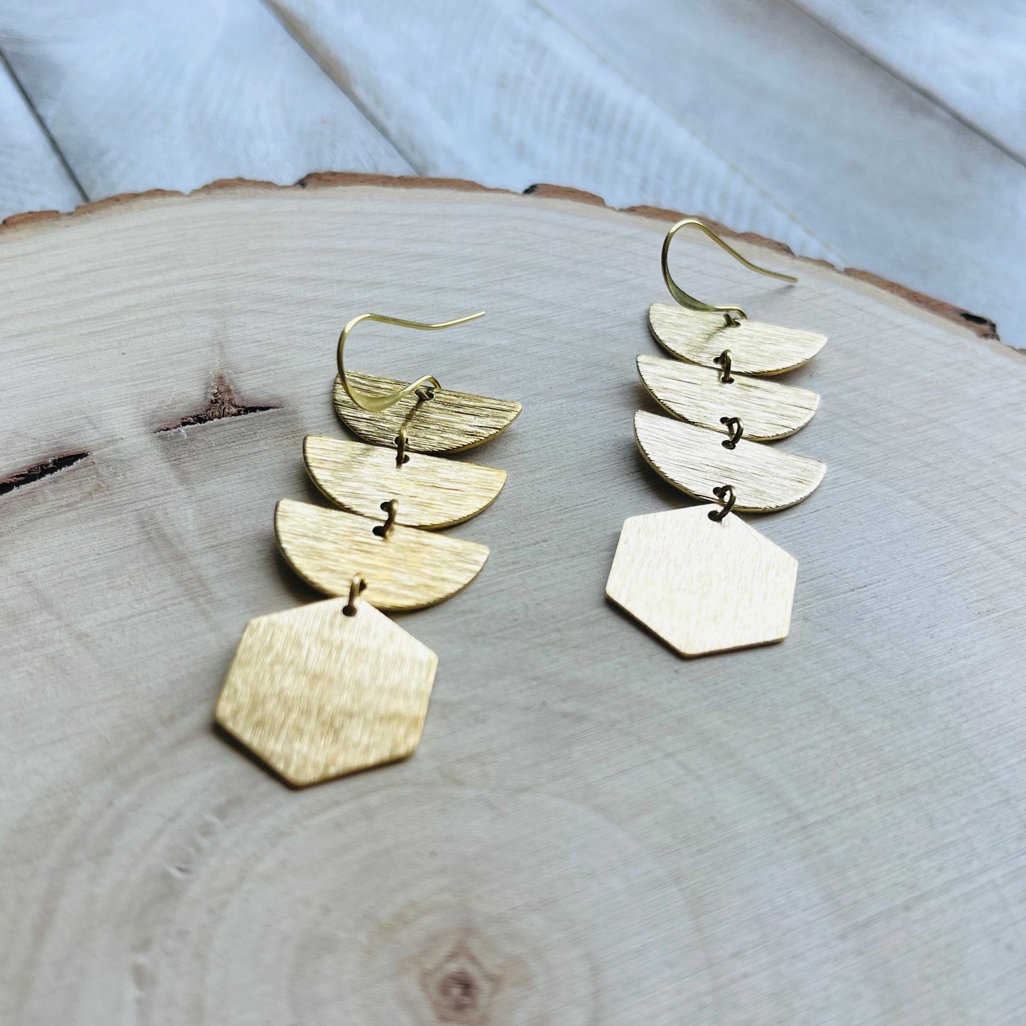 Geometric Brass Dangle Earrings