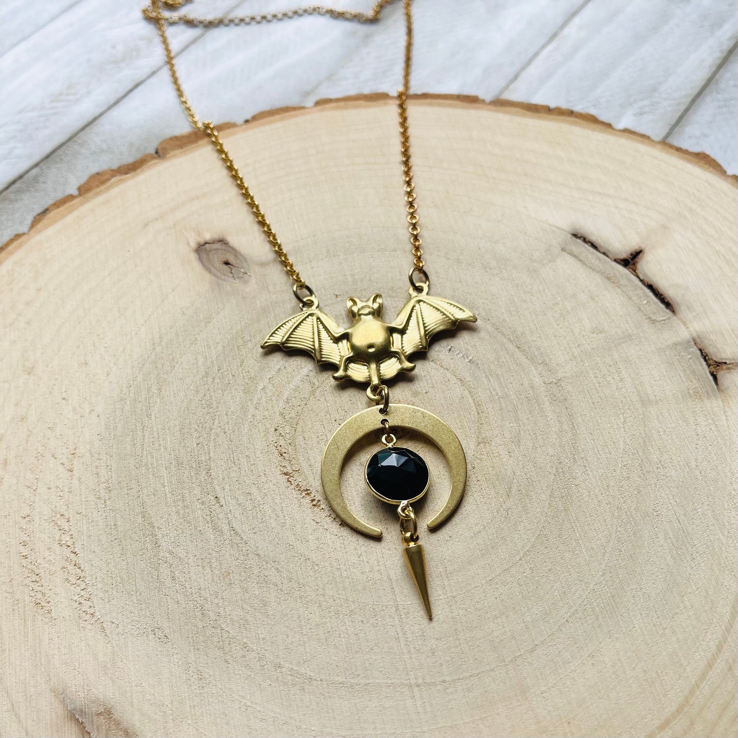 Onyx Bat Necklace
