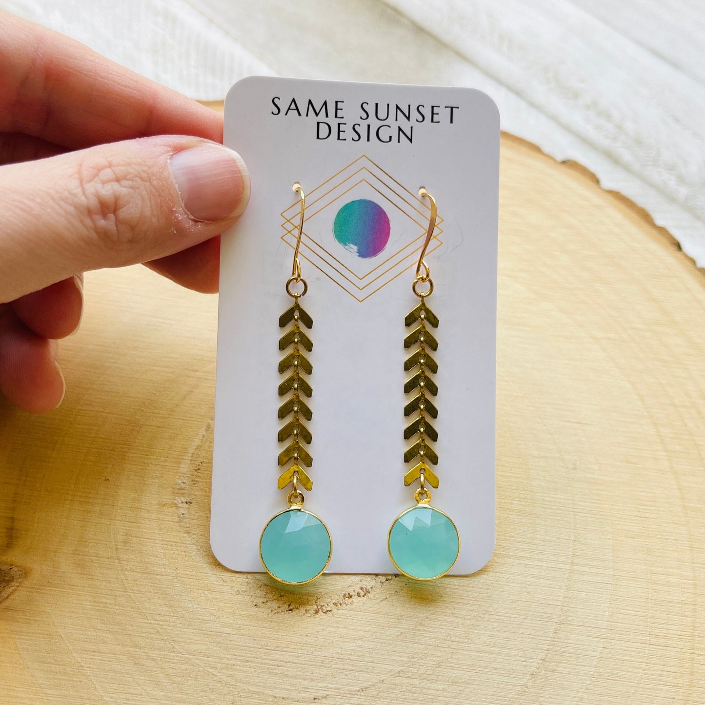 Aqua Chalcedony Earrings