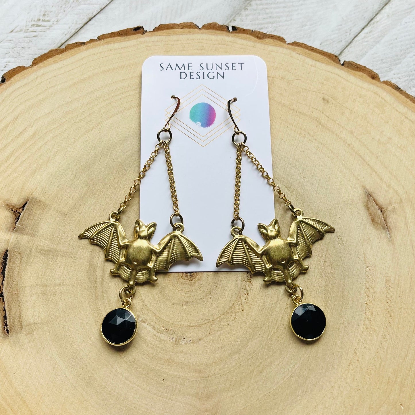 Onyx Bat Earrings