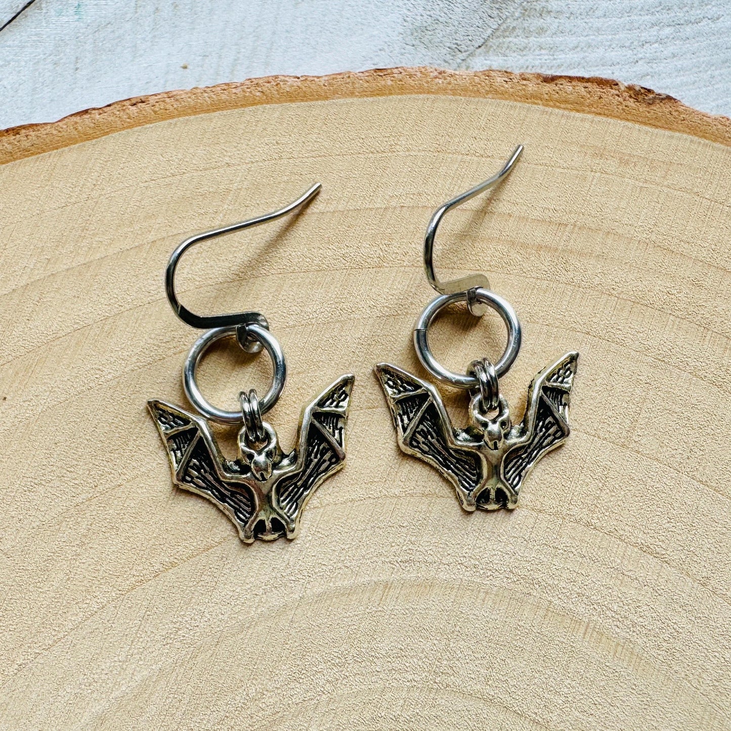 Silver Bat Earrings