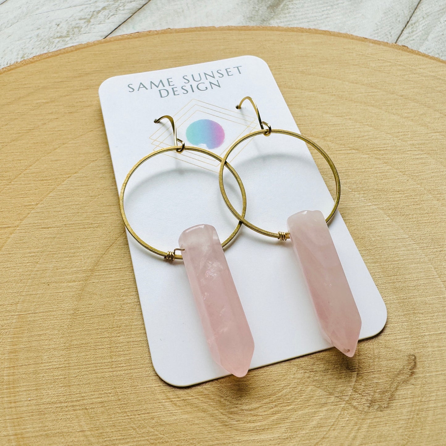 Rose Quartz Hoop Earrings