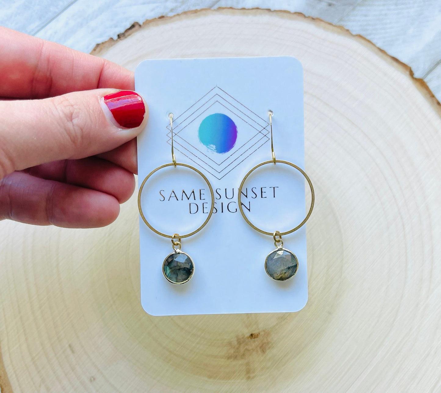 Labradorite Hoop Earrings
