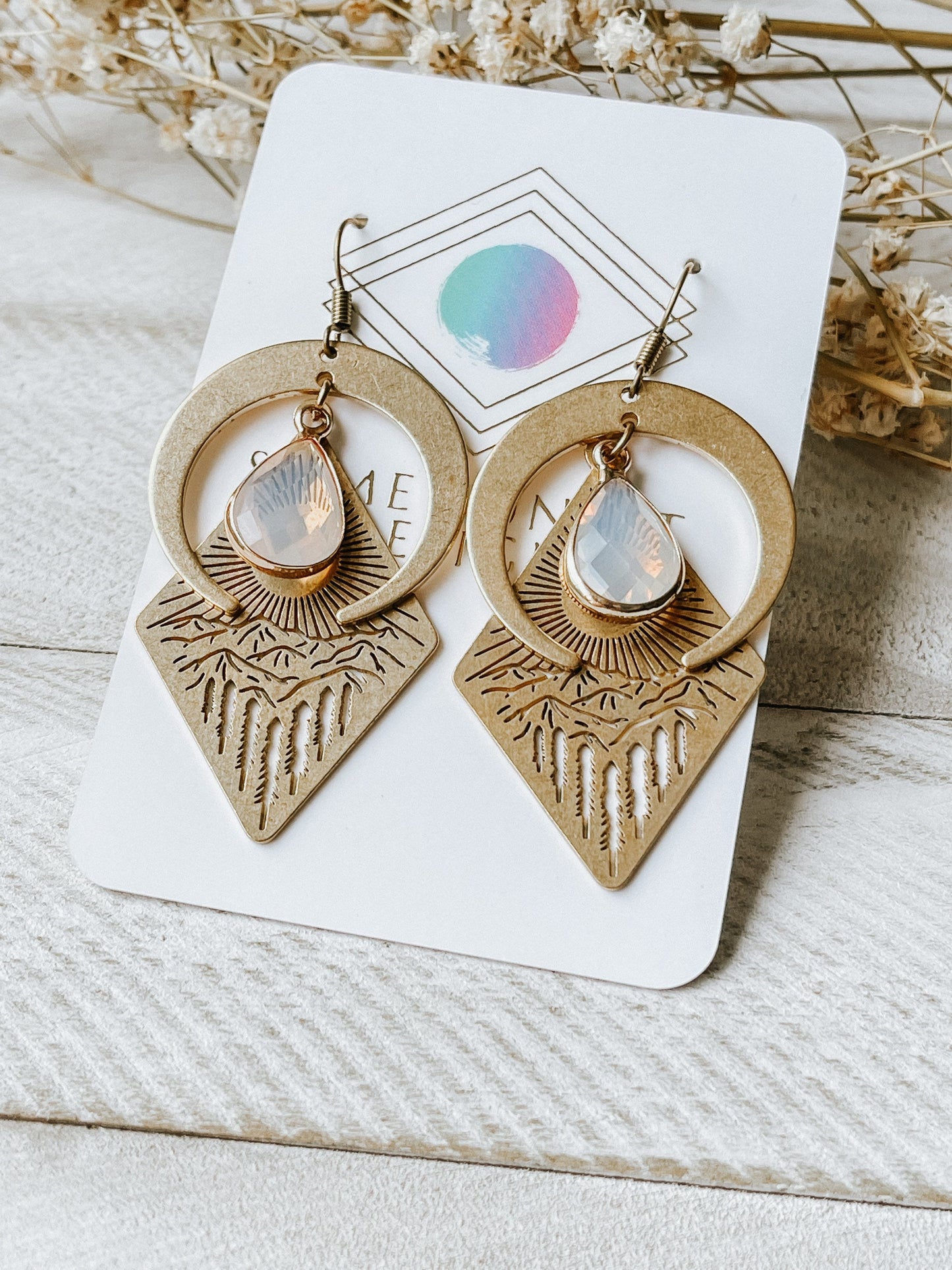 Opalite Mountain Moon Earrings