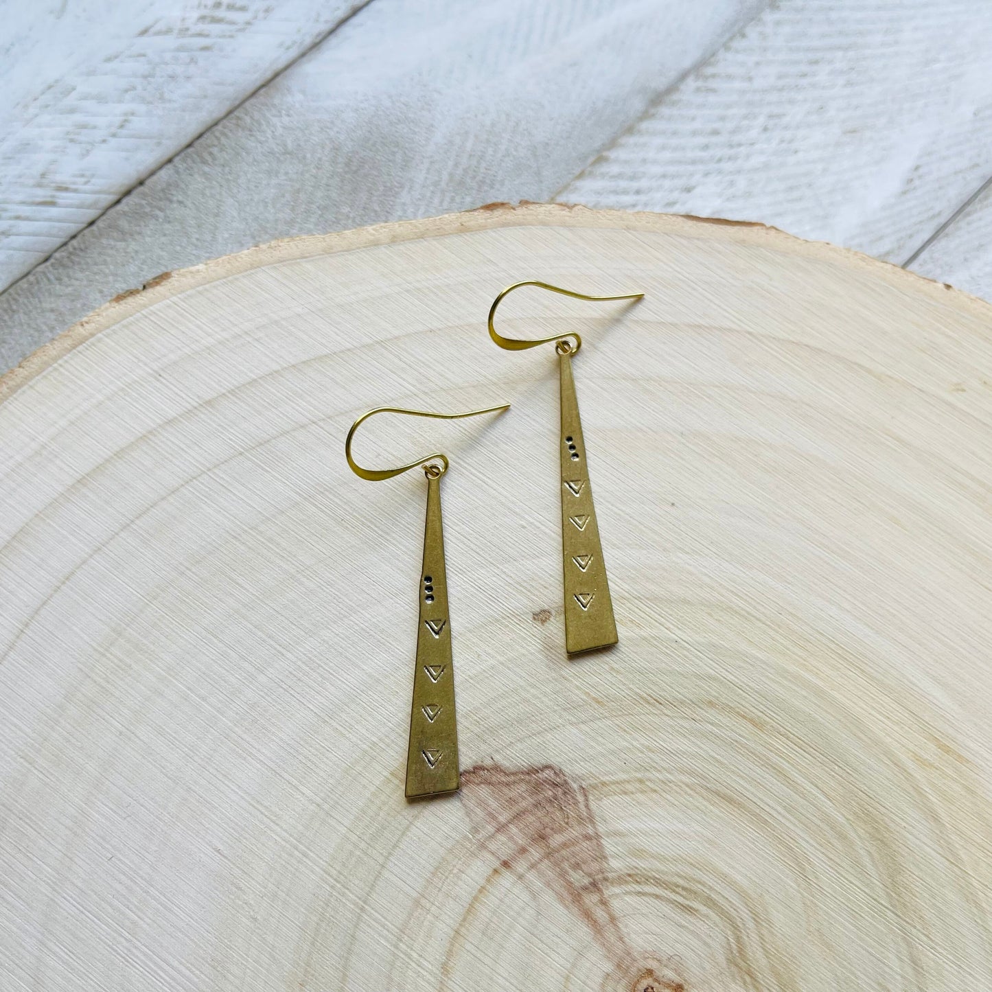 Stamped Brass Geometric Earrings