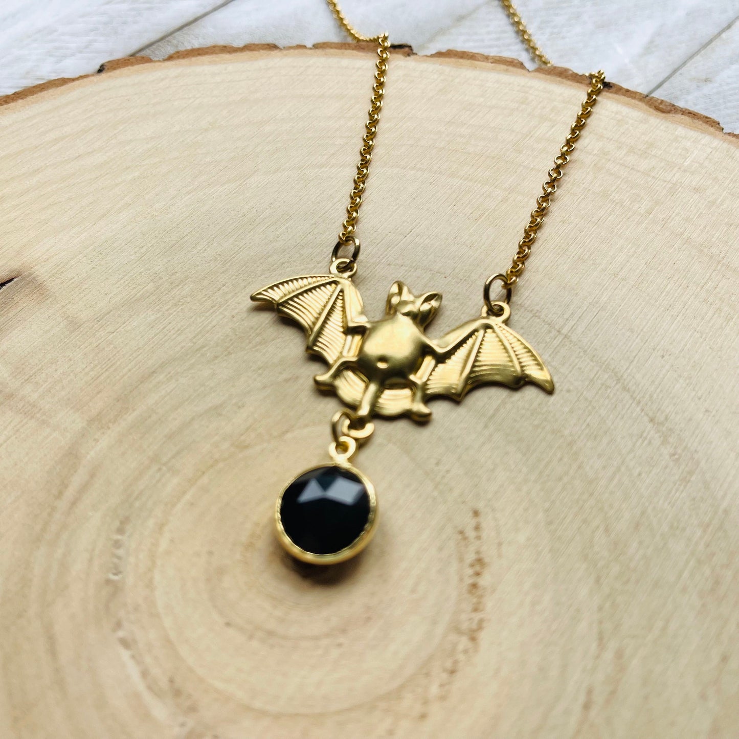 Onyx Bat Necklace