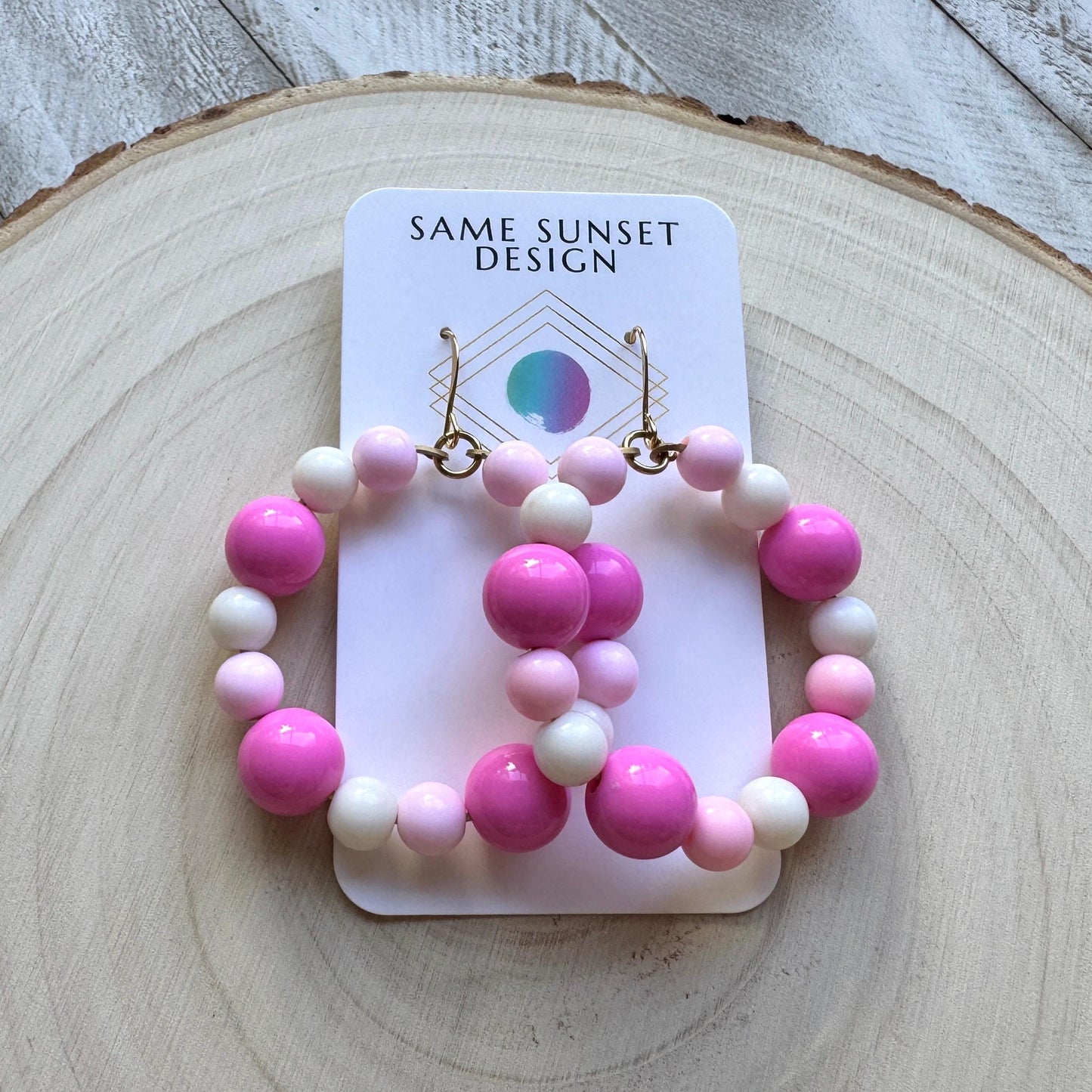 Pastel Bead Hoop Earrings