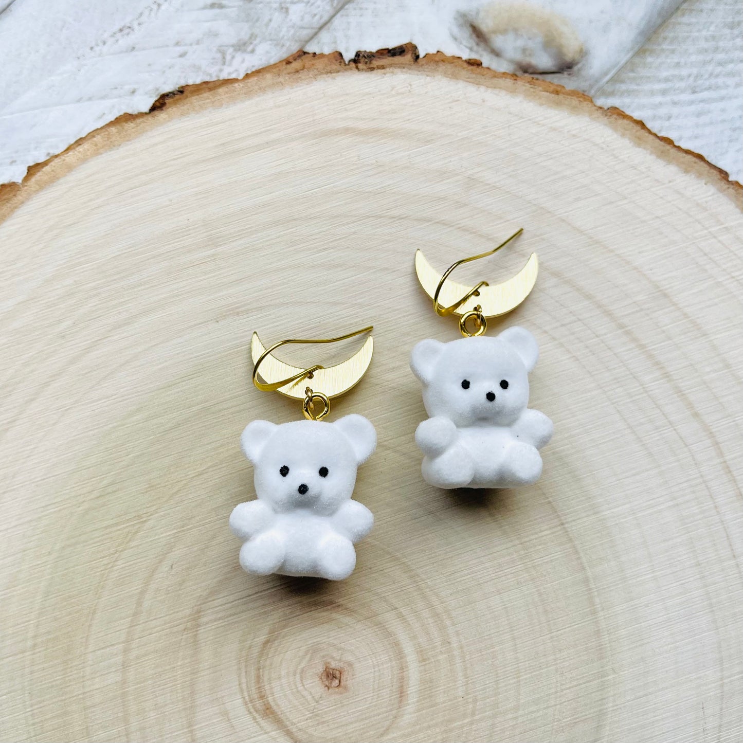 Teddy Bear Moon Earrings