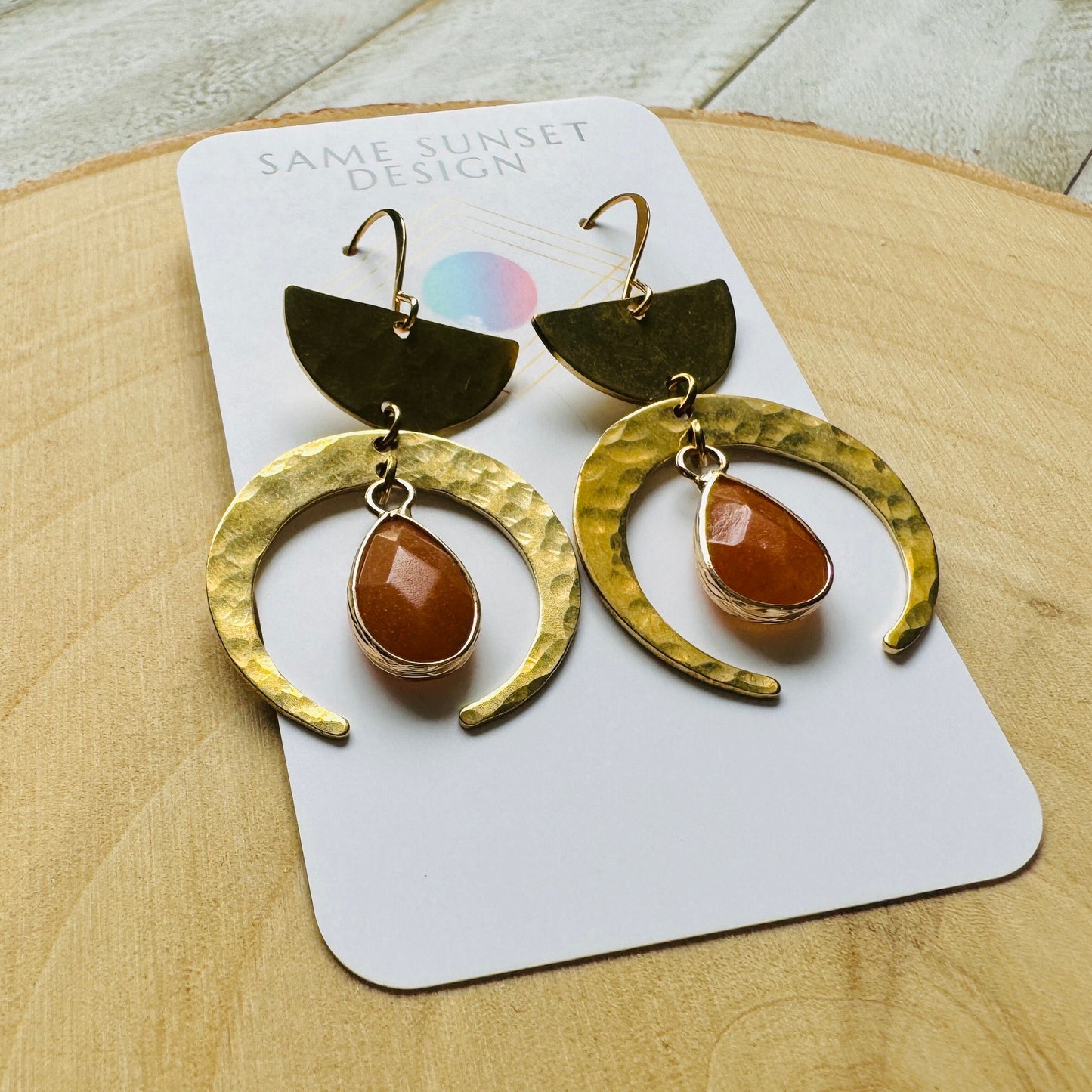 Aventurine Moon Earrings
