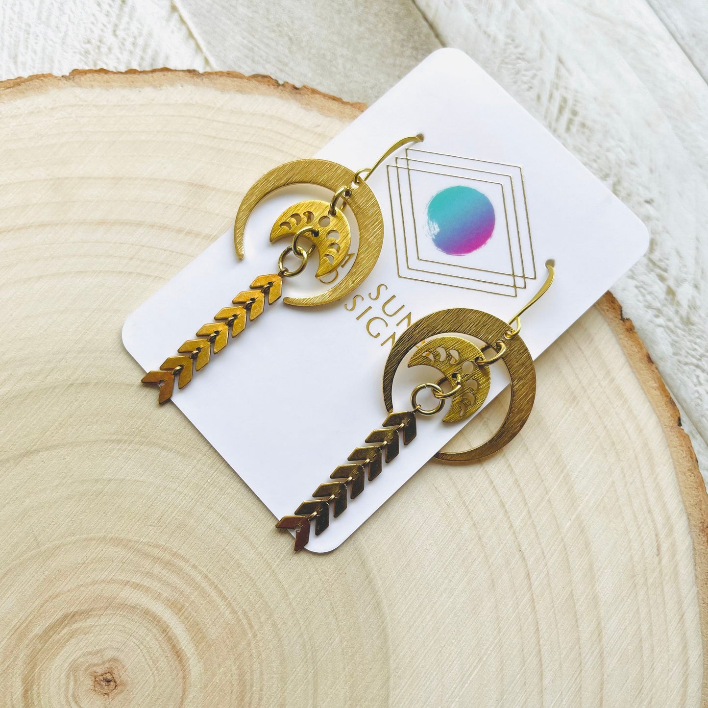 Brass Moon Earrings