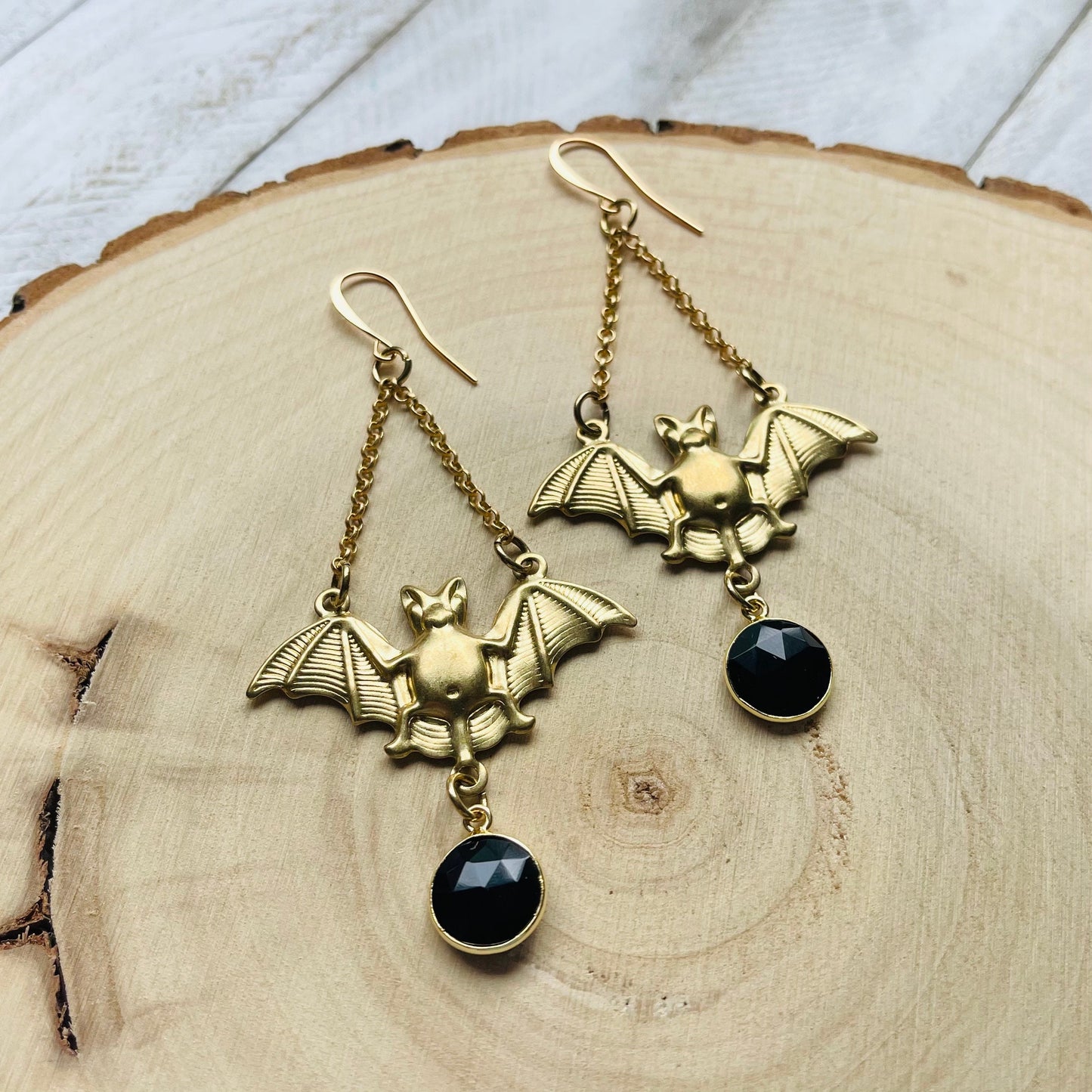 Onyx Bat Earrings