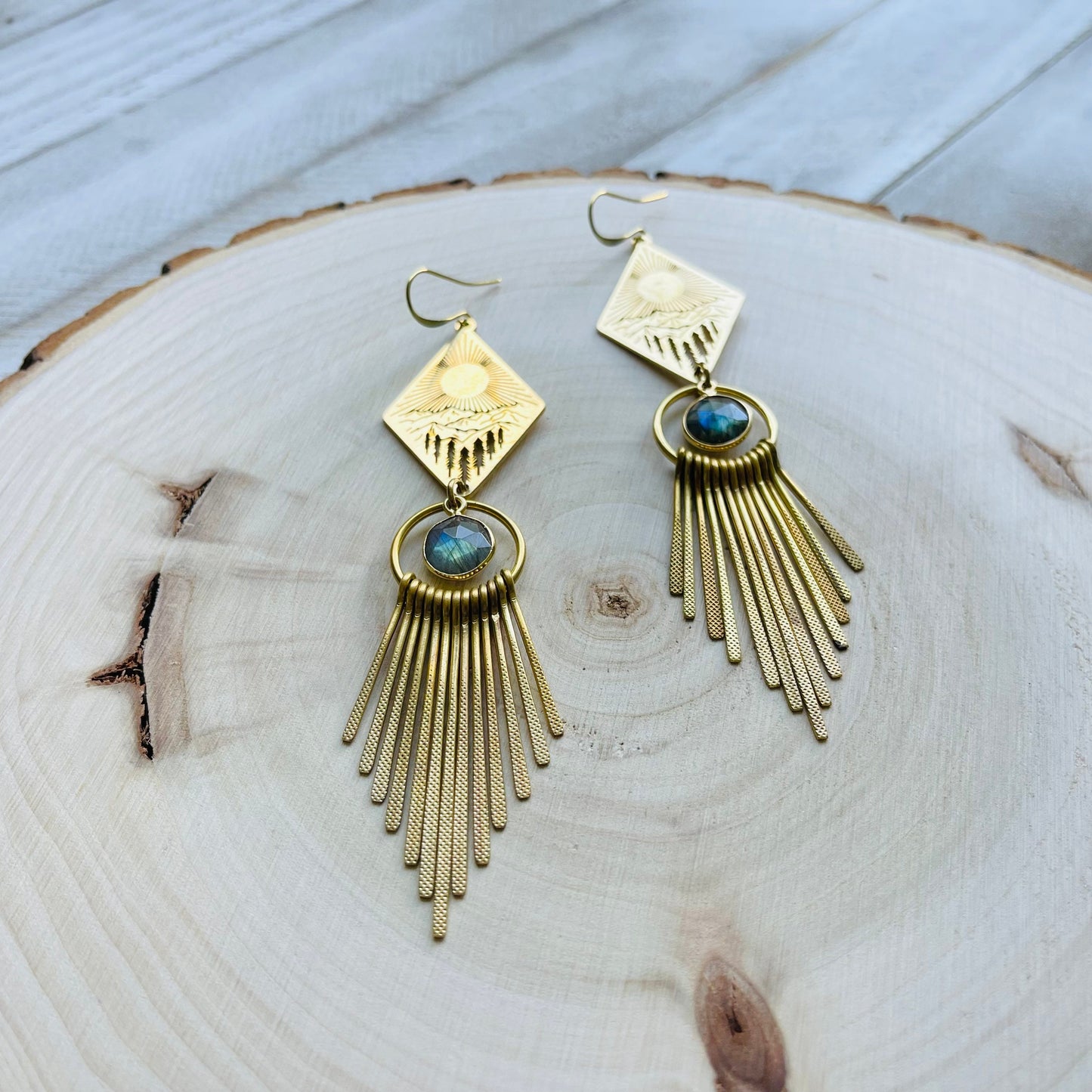 Labradorite Mountain Fringe Earrings