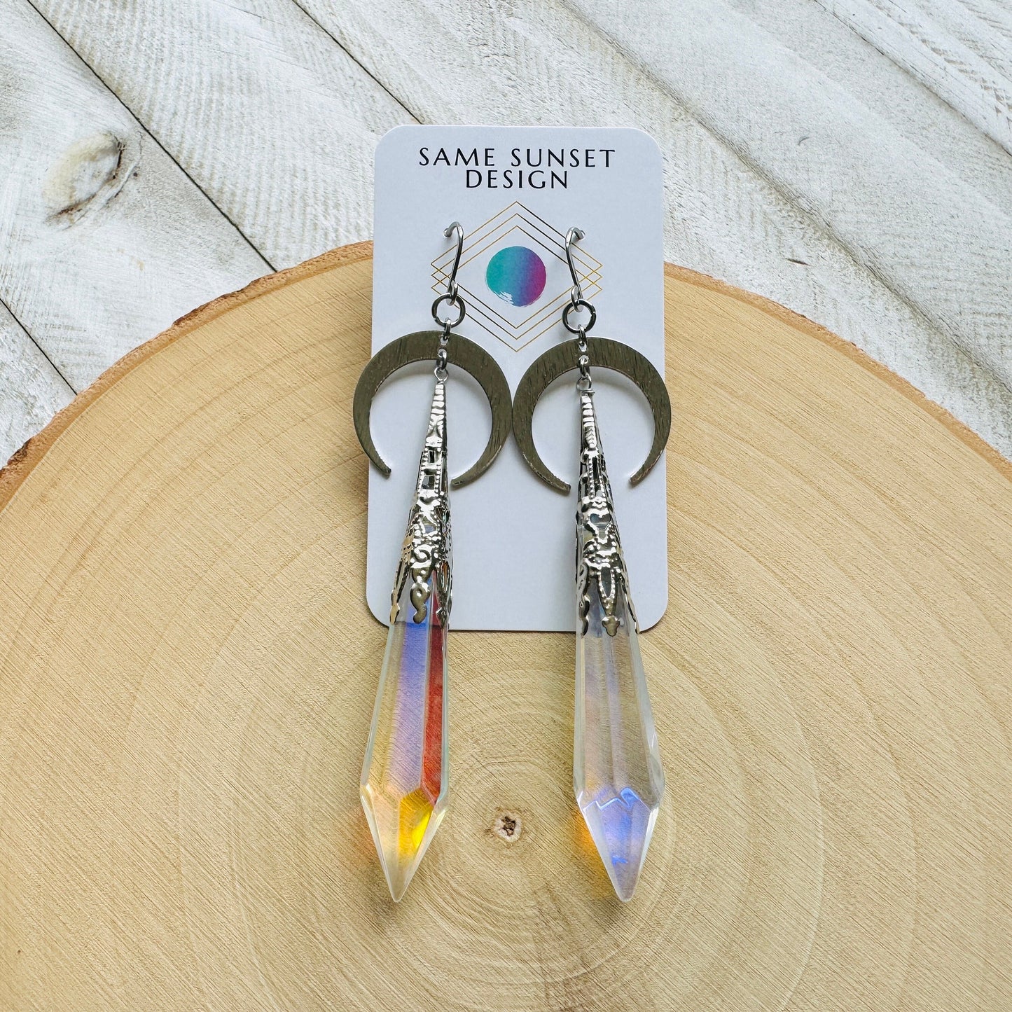 Crescent Moon Crystal Earrings
