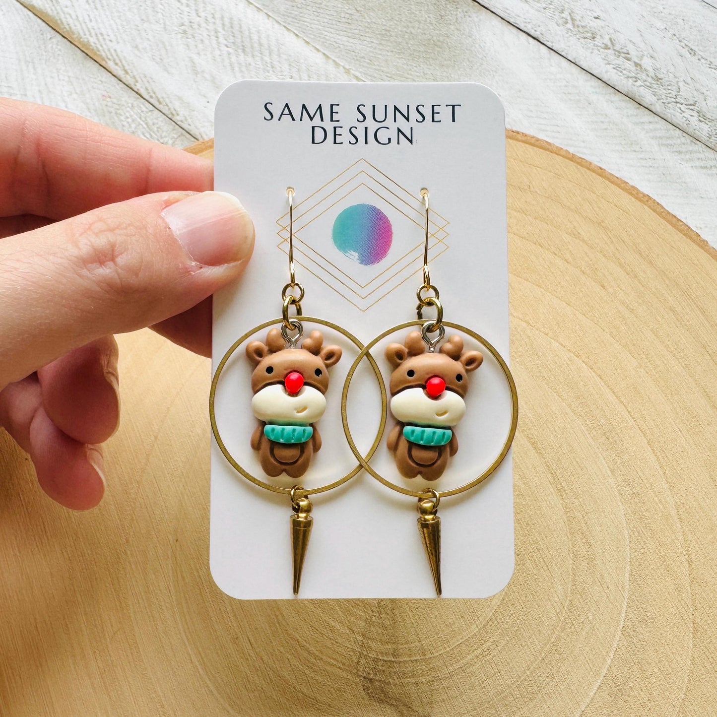 Reindeer Spike Hoop Earrings