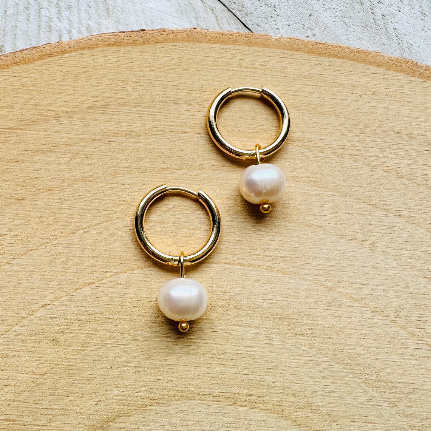 Freshwater Pearl Huggie Hoop Earrings