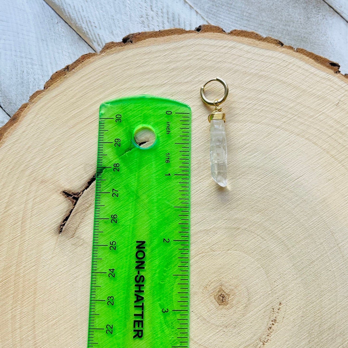 Quartz Crystal SIngle Huggie Hoop Earring