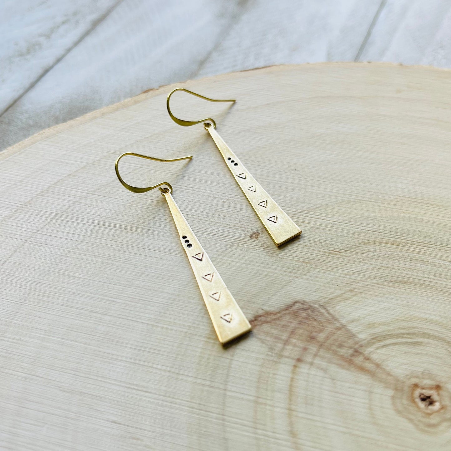 Stamped Brass Geometric Earrings