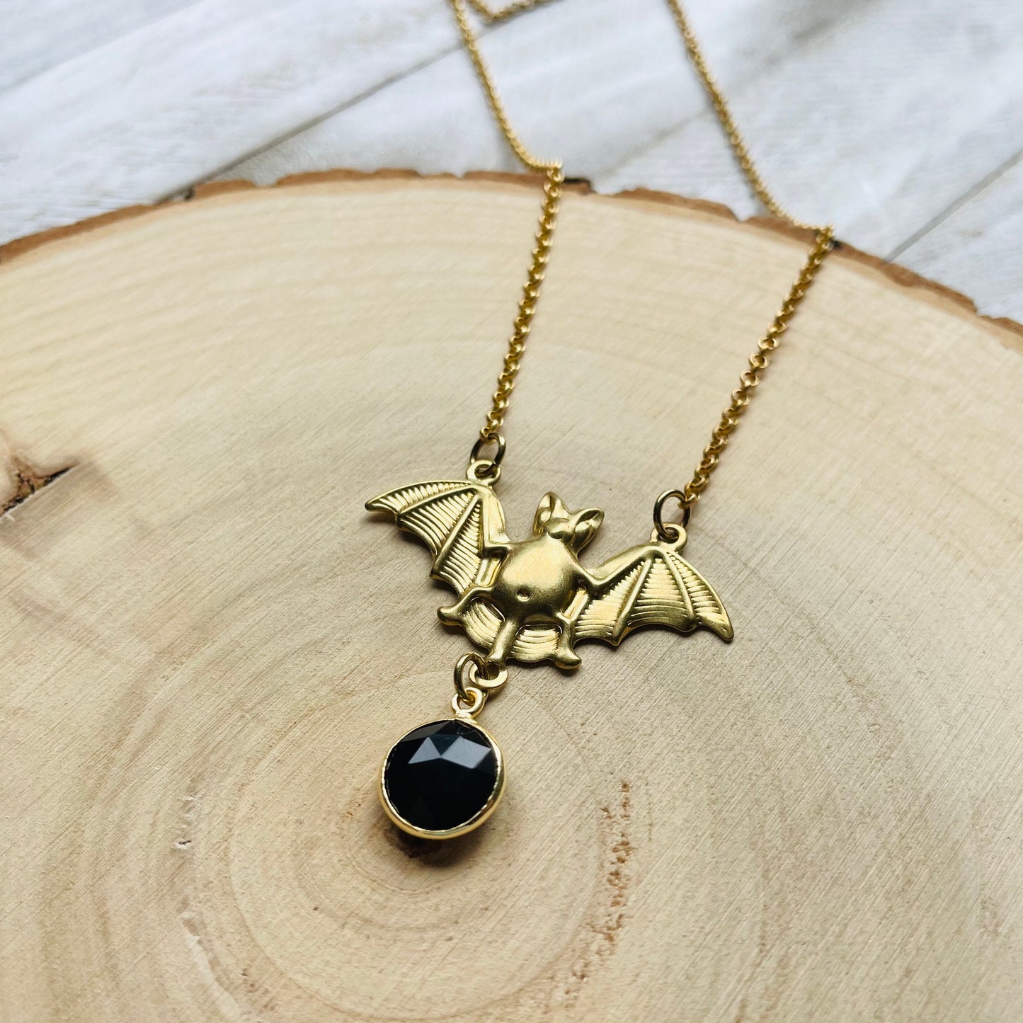 Onyx Bat Necklace