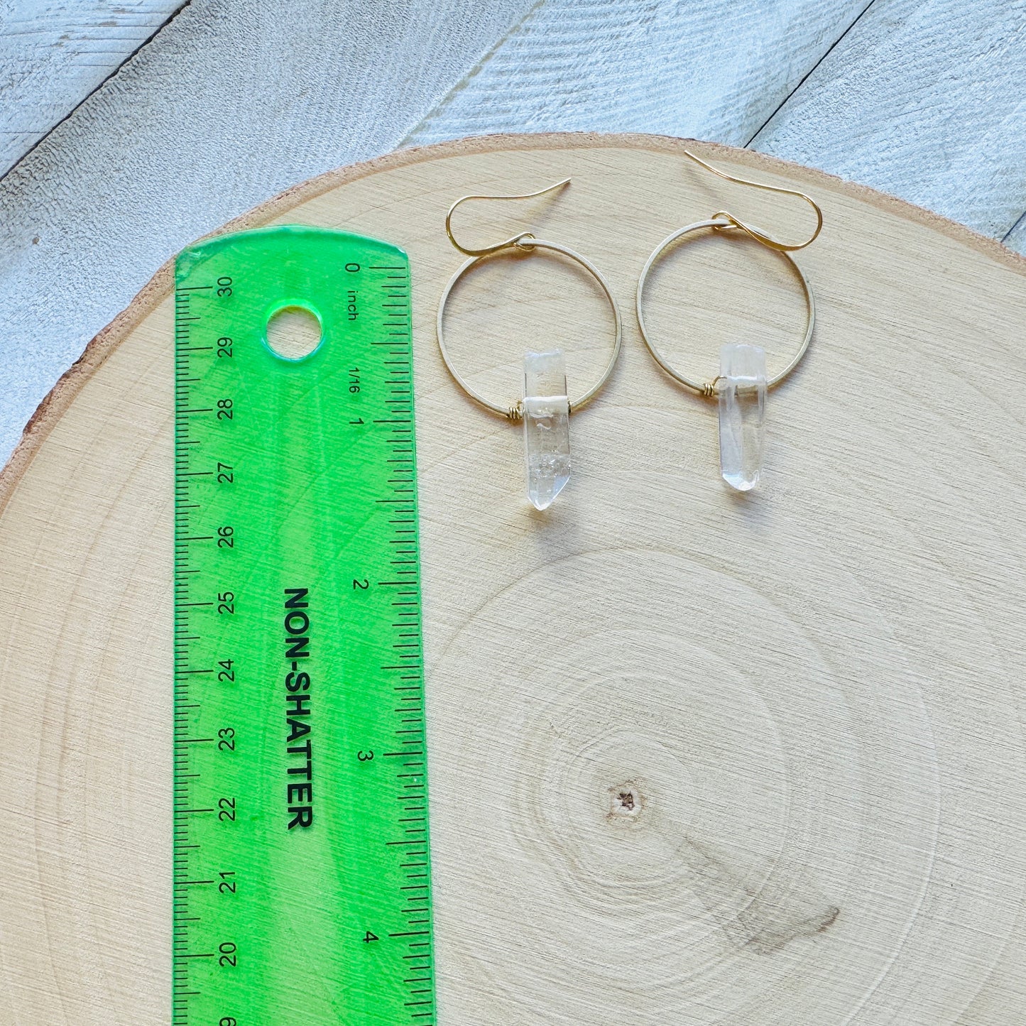 Raw Quartz Hoop Earrings