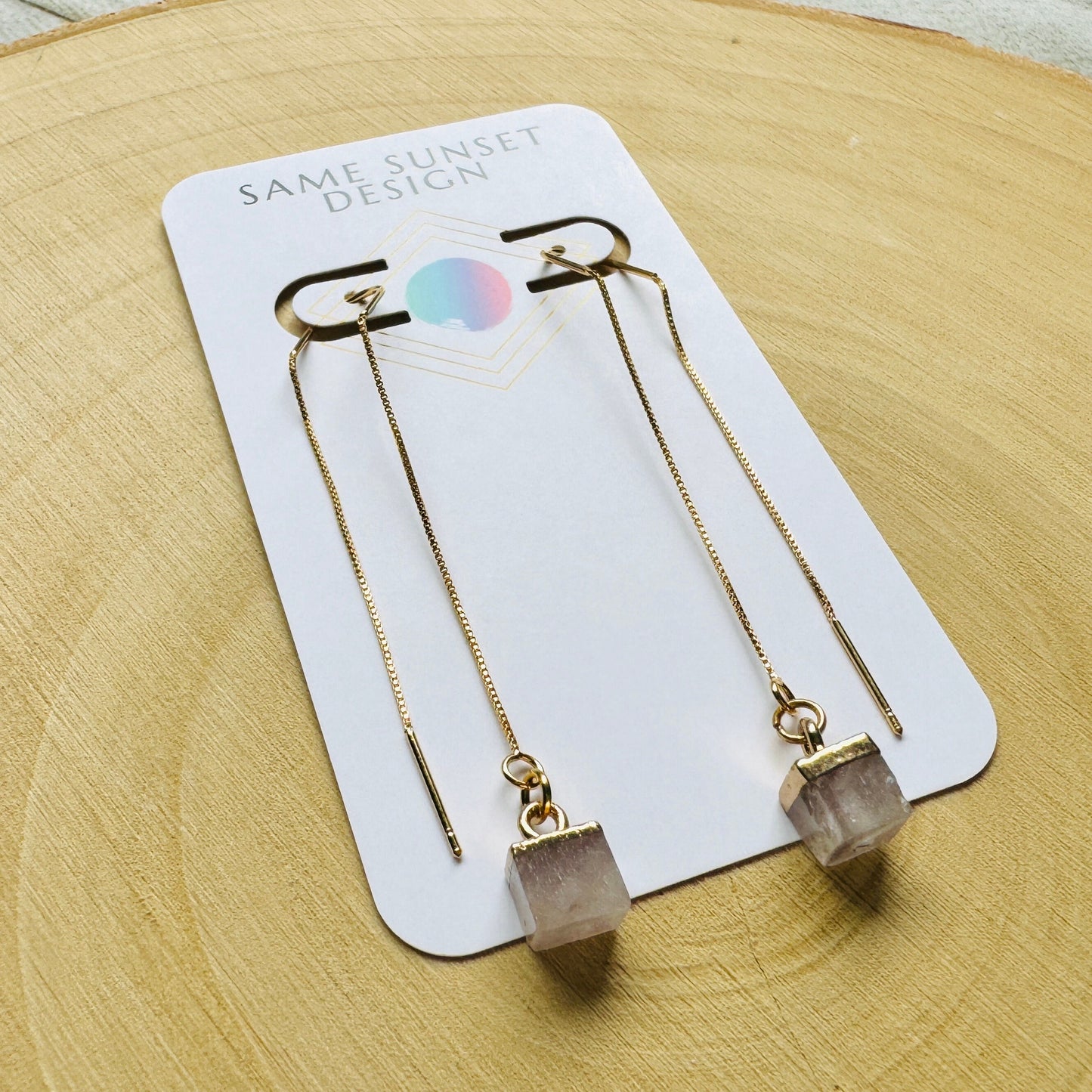 Rose Quartz Threader Earrings