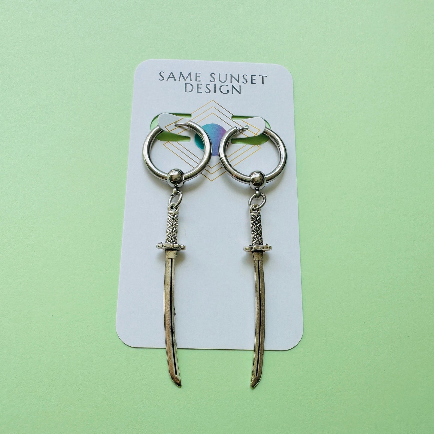 Sword Huggie Hoop Earrings