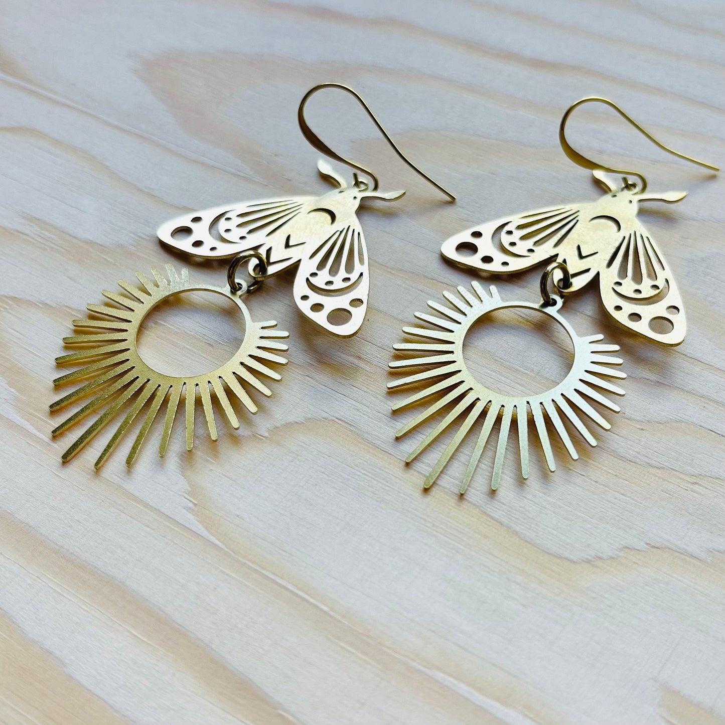 Brass Moth Earrings